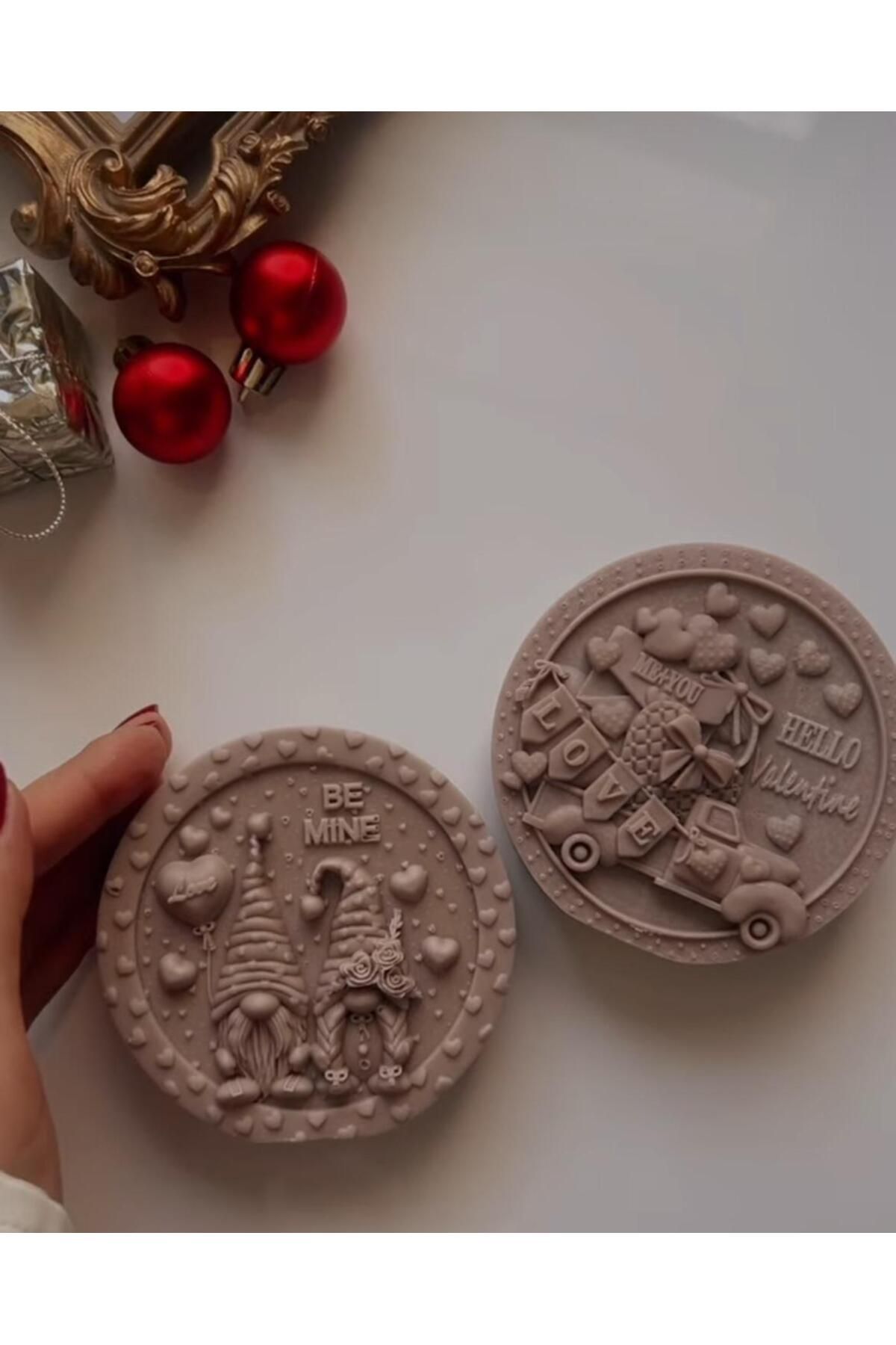SCA CANDLE Dekoratif Mum Sevgililer Mumu Kahve Renk 2 parça