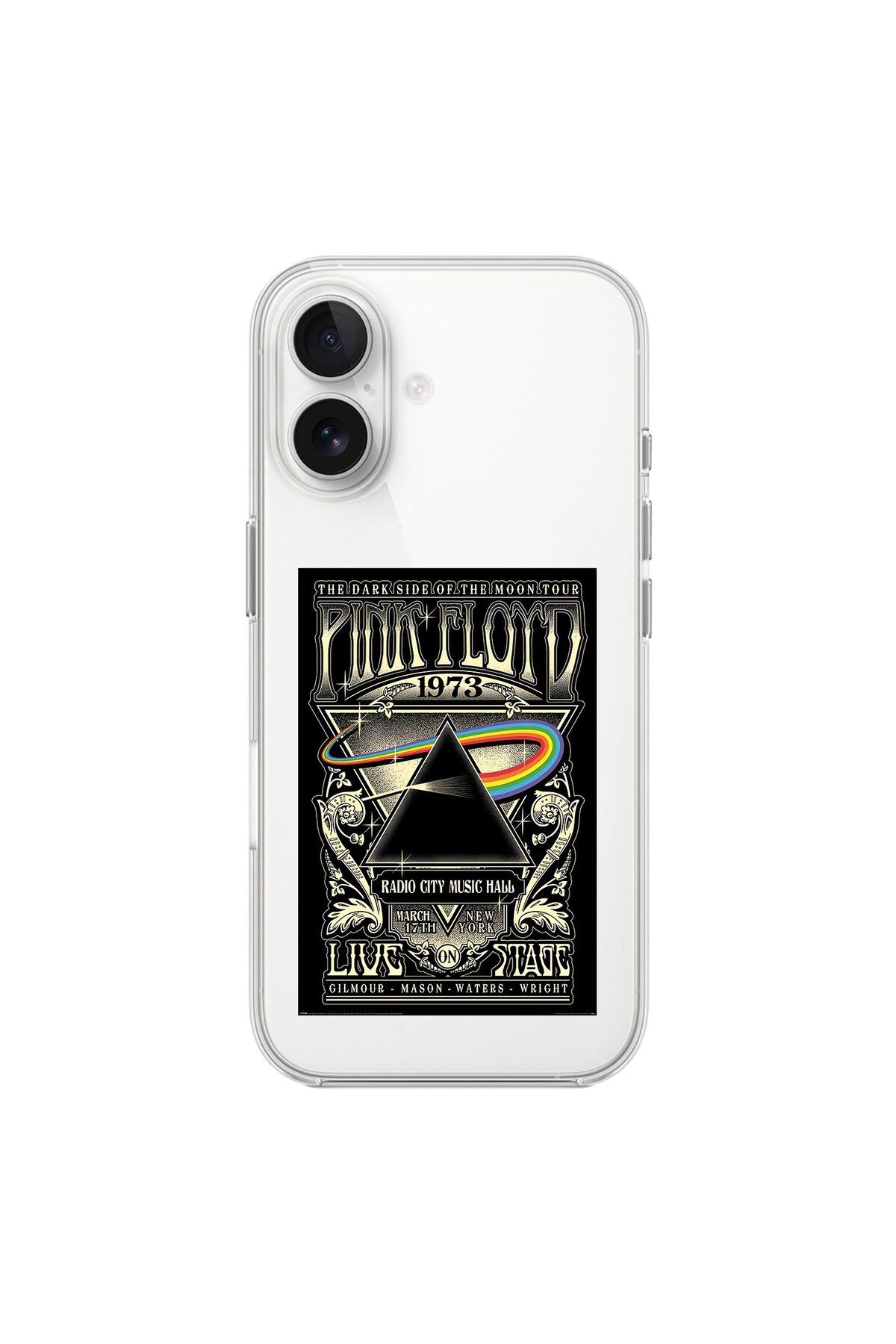 Dali Design iPhone 16 Uyumlu Şeffaf Kılıf Pink Floyd Tasarımlı