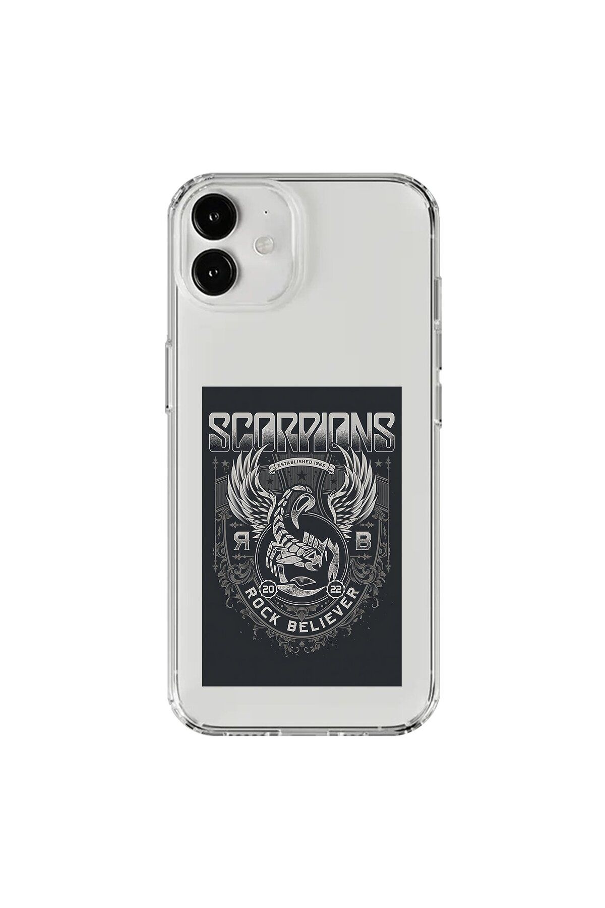 Dali Design iPhone 12 Uyumlu Şeffaf Kılıf Scorpions Tasarımlı