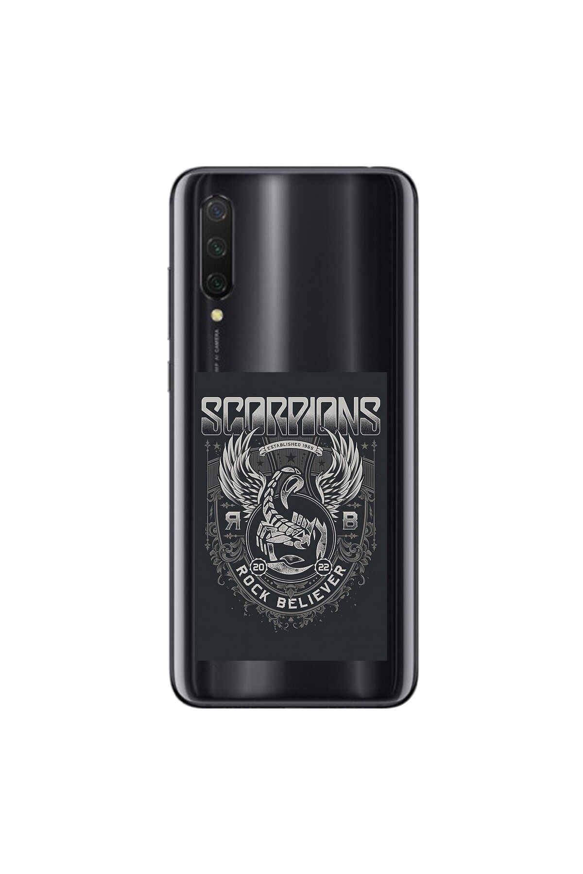 Dali Design Xiaomi Mi 9 Lite Uyumlu Şeffaf Kılıf Scorpions Tasarımlı