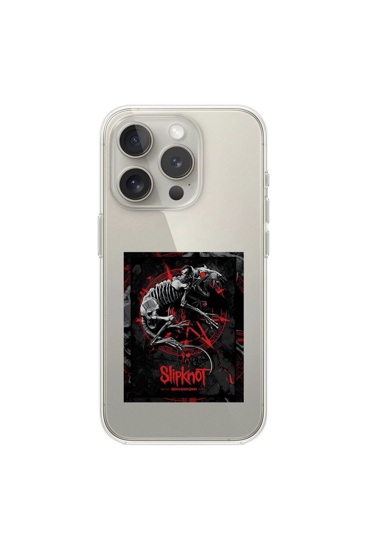 Dali Design iPhone 15 Pro Uyumlu Şeffaf Kılıf Slipknot Tasarımlı