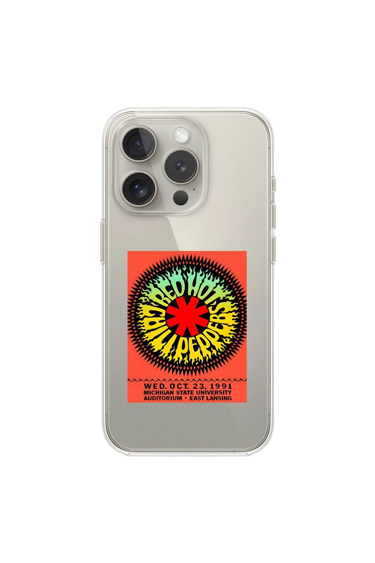 Dali Design iPhone 15 Pro Uyumlu Şeffaf Kılıf Red Hot Chili Peppers Tasarımlı