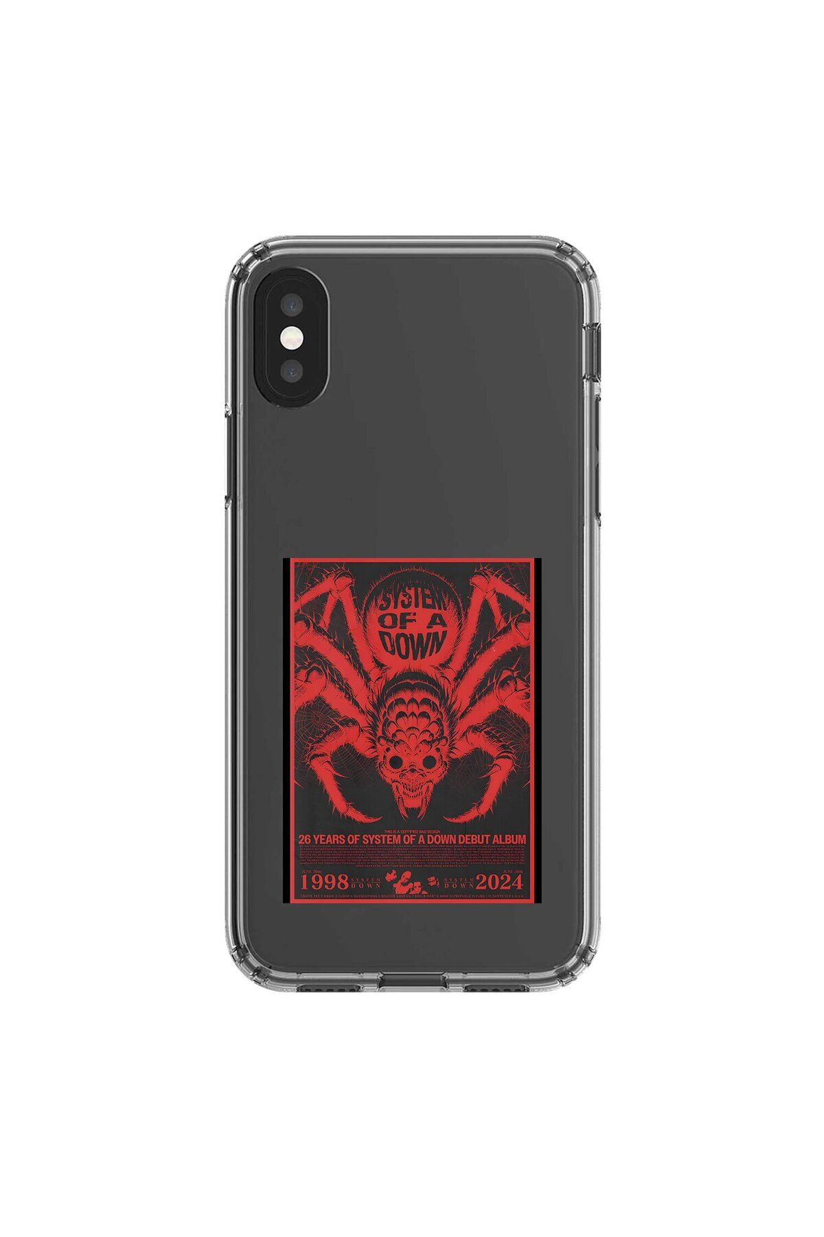Dali Design iPhone X Uyumlu Şeffaf Kılıf System of A Down Tasarımlı