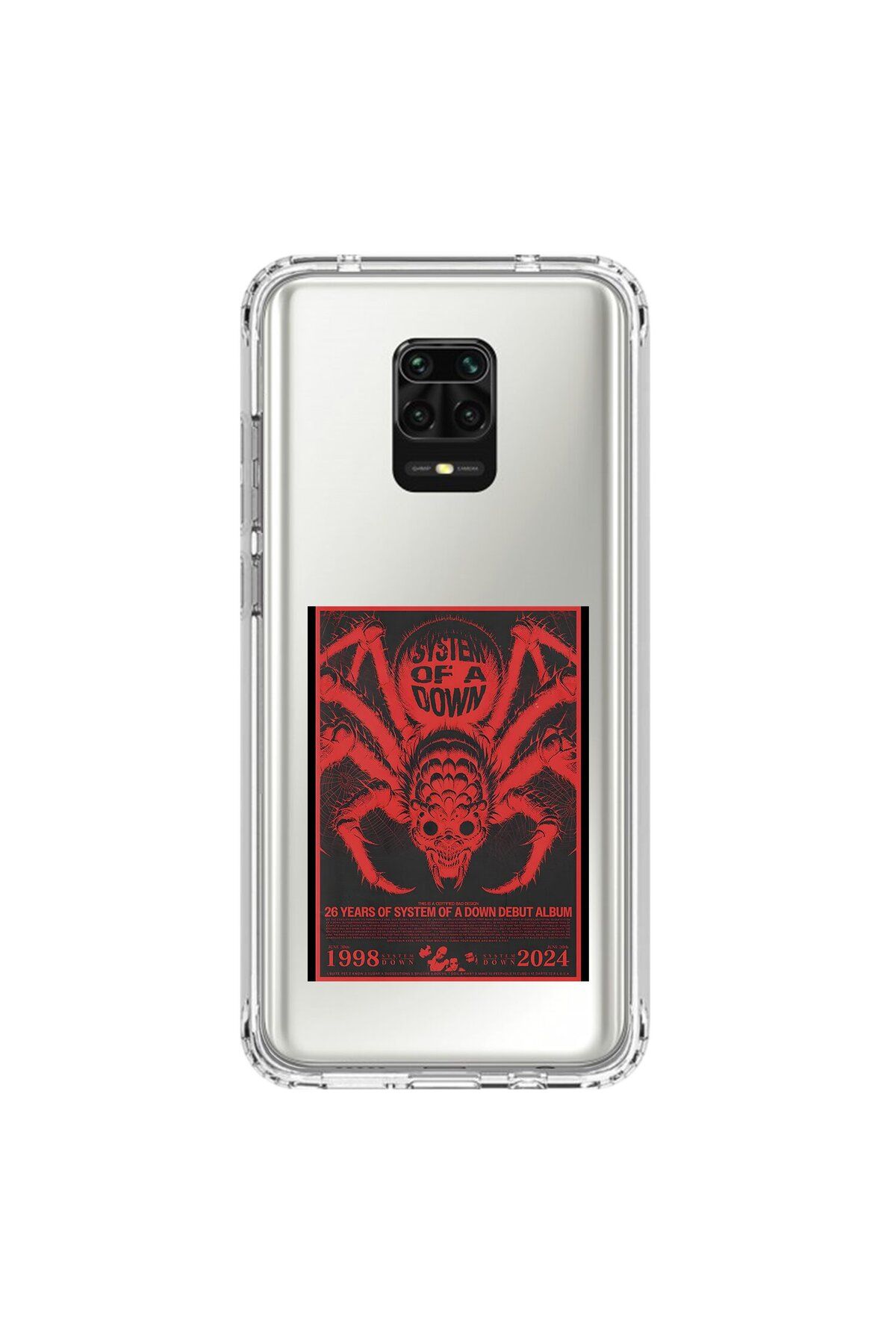 Dali Design Xiaomi Redmi Note 9 Pro Uyumlu Şeffaf Kılıf System of A Down Tasarımlı