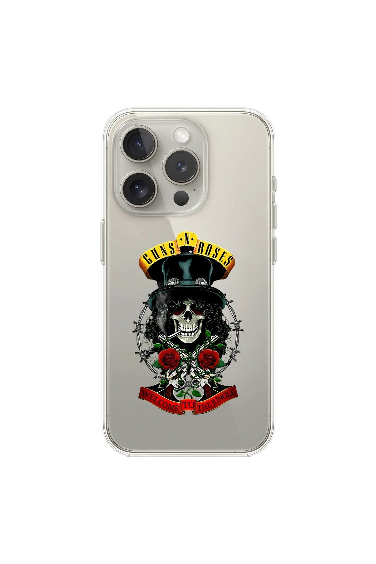 Dali Design iPhone 16 Pro Max Uyumlu Şeffaf Kılıf Guns N' Roses Tasarımlı