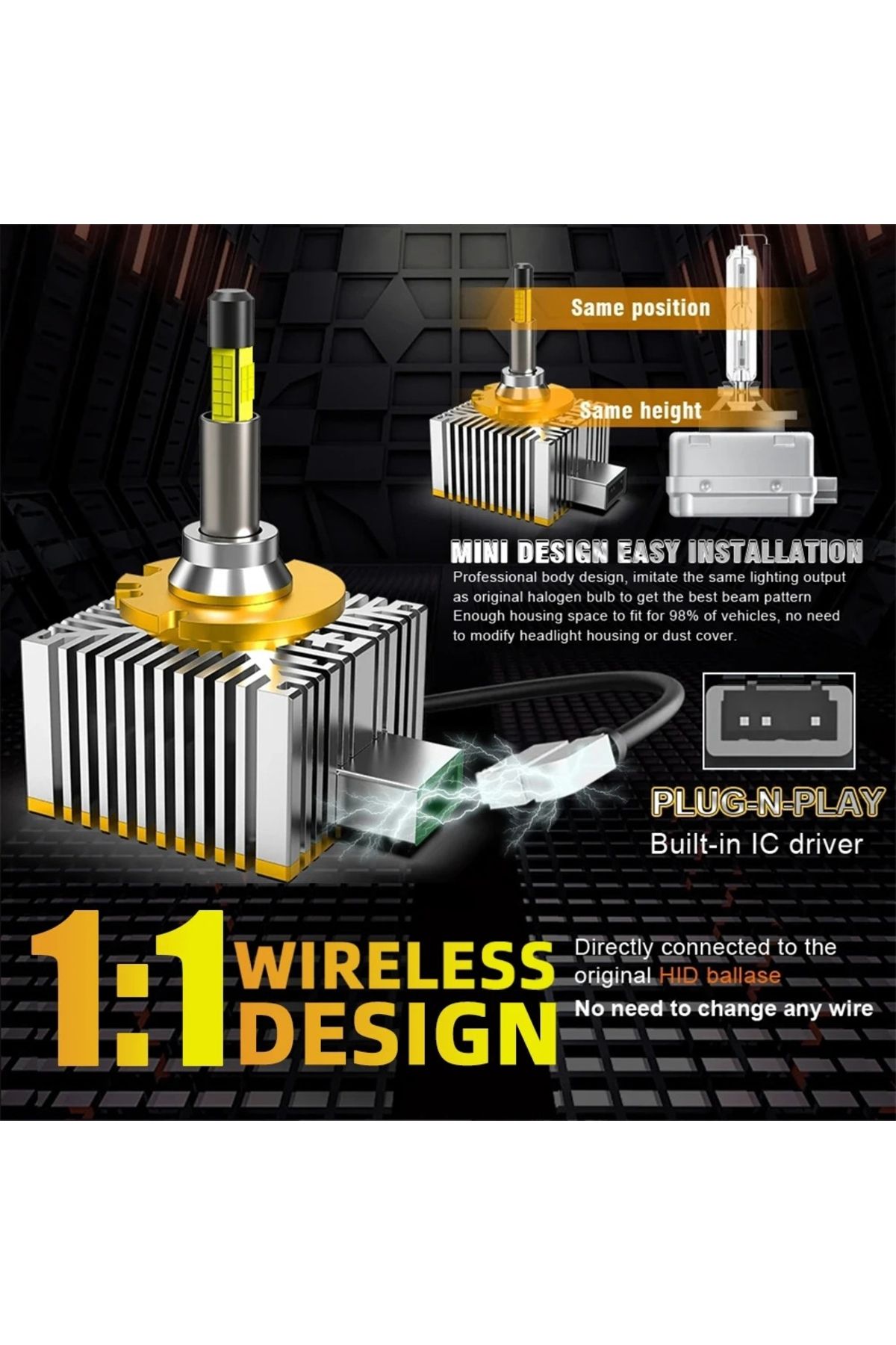SONORH-Xenon LED Bulbs D3S/R, 190W, 30,000 Lumens, 3rd Generation LEDs, 4 Sides 360°, Canbus Plug&Play 7