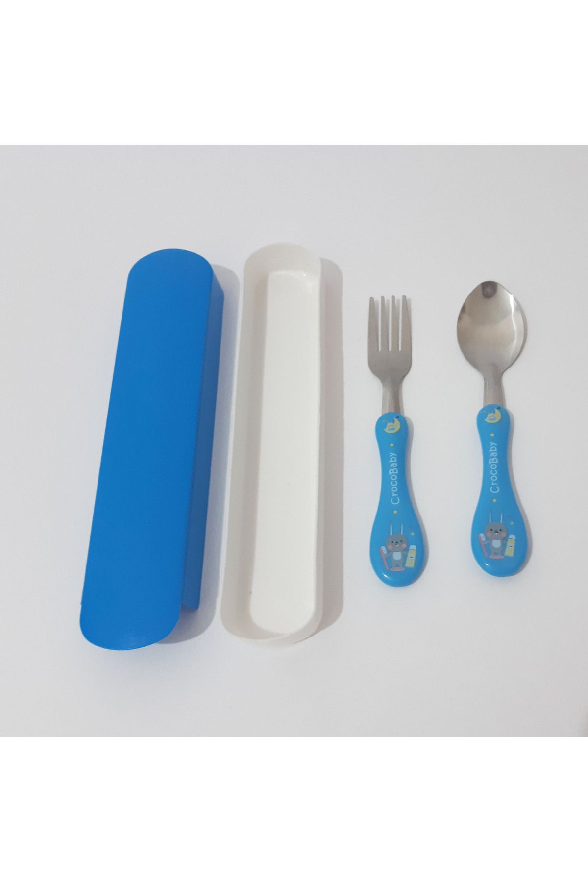 renkli çiçekler-Fork Spoon Cartoon Patterned Fork Spoon Set for Kids 3