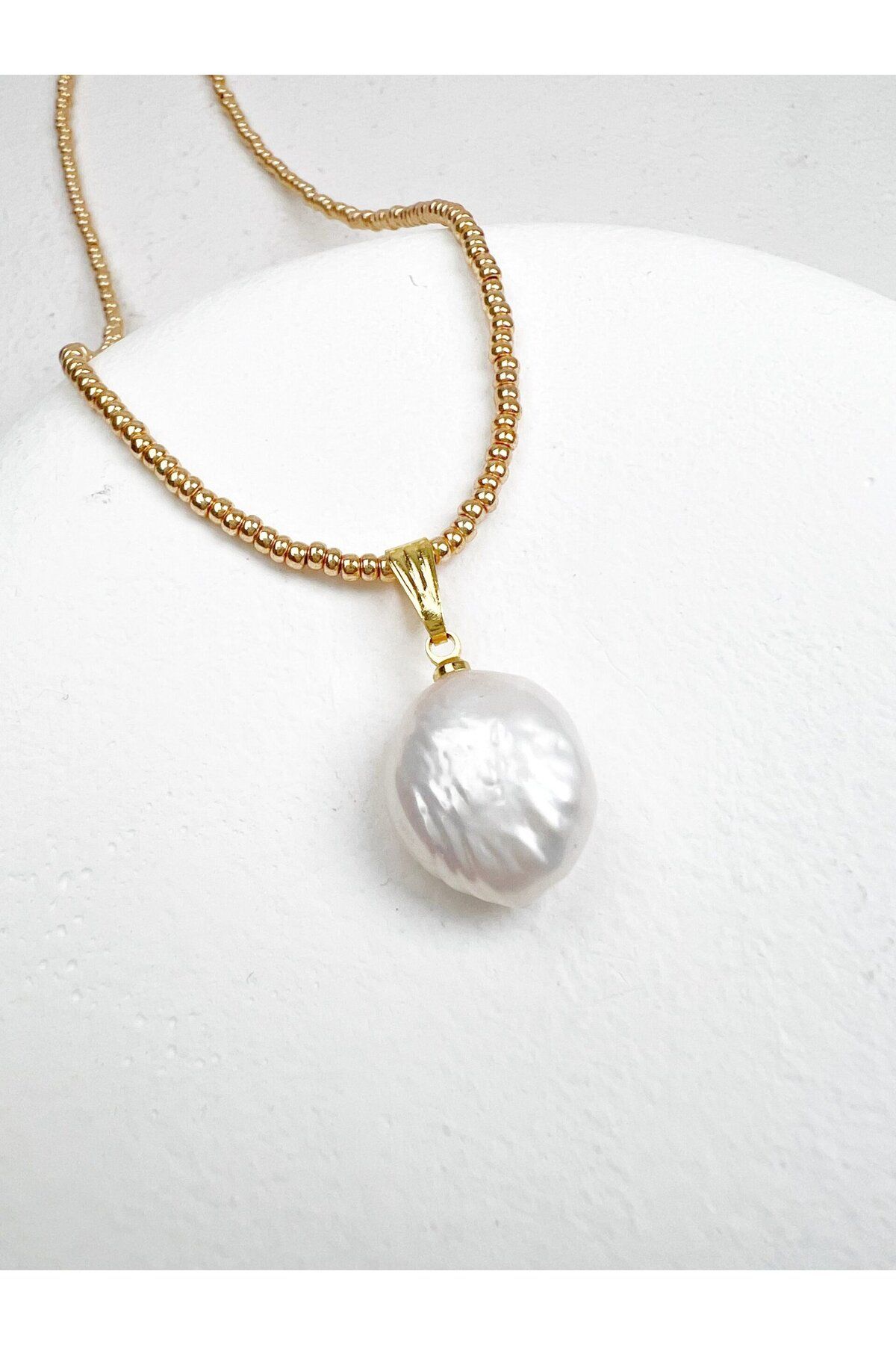 Roze & More Gold Doğal İnci Kolye
