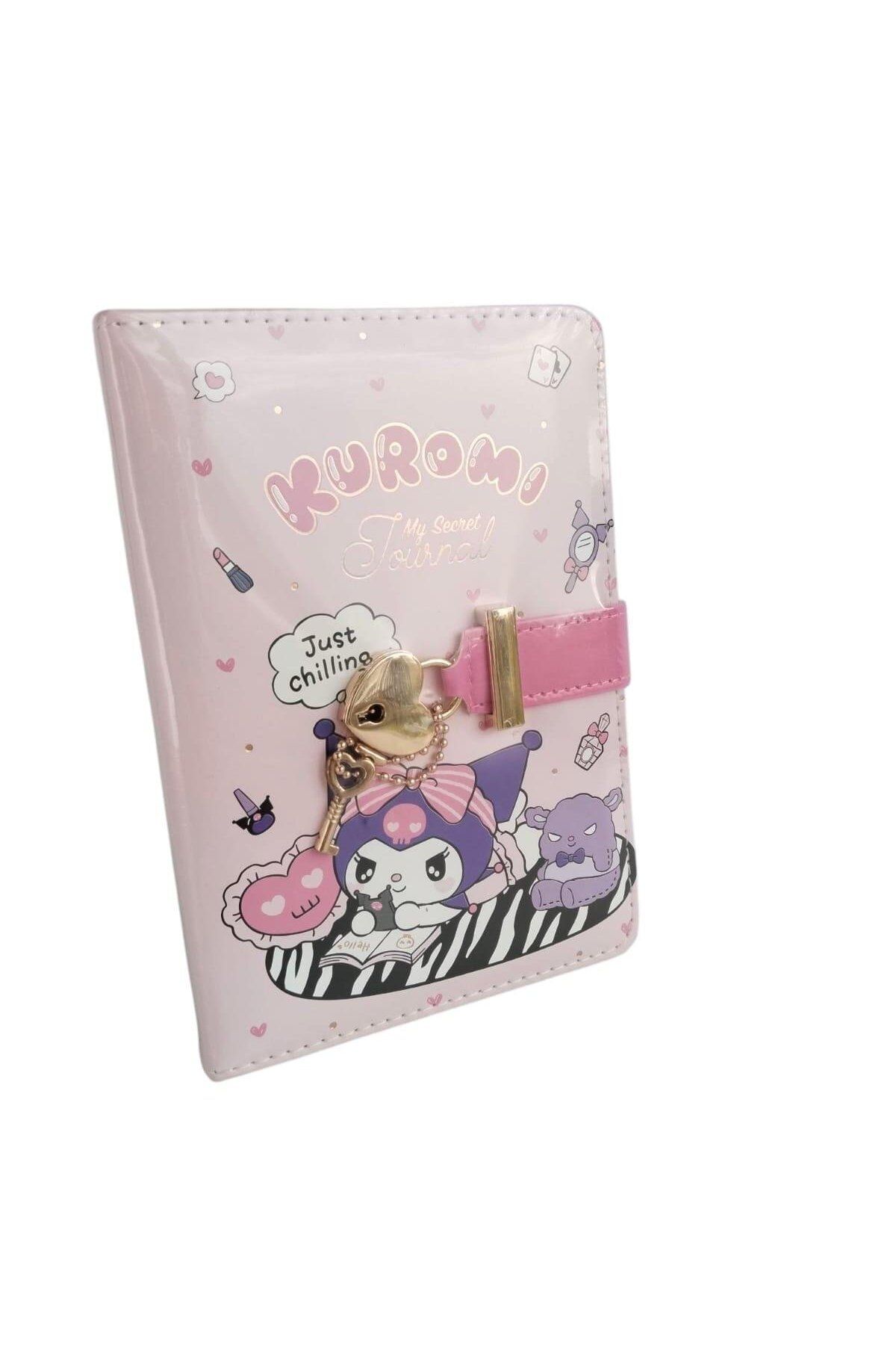 victoria journal Victoria's Journals Vj Kuromi Kalp Kilitli anahtarlıklı Günlük A6 192 sayfa 100 gr. renkli özel sayf
