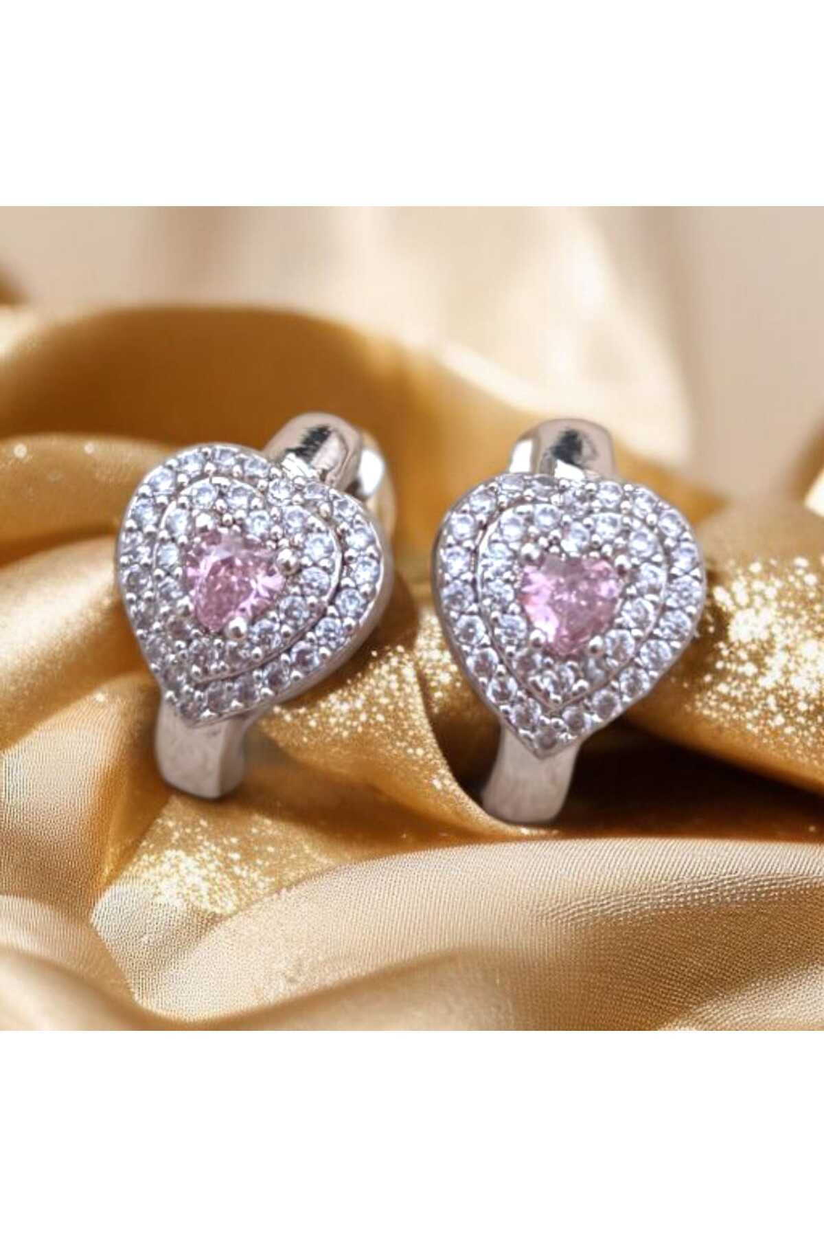 feyza collection Kalp Figürlü Zirkon Taşlı VIP Çelik Küpe