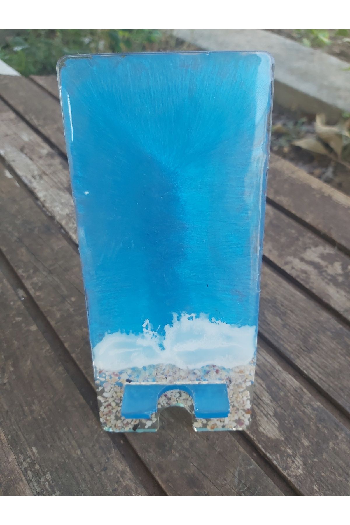 bahartsrm Deniz temalı Epoksi cep telefonu standı, cep telefonu tutucu 9 x 20 cm