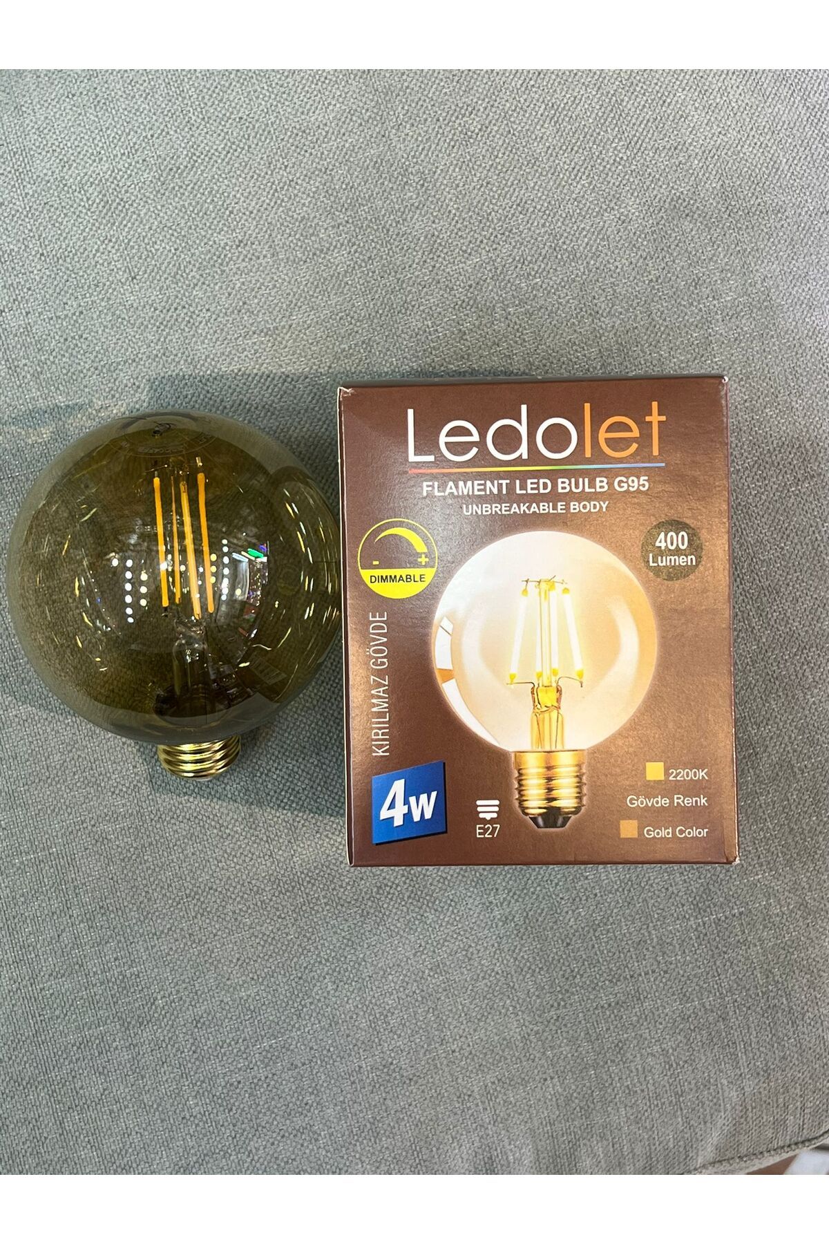 OKYANUSAYD KIRILMAZ CAM GÖVDE 4 WATT 2200 KELVİN DİMMERLENEBİLİR E27 DUYLU G95 LED RUSTİK AMPUL