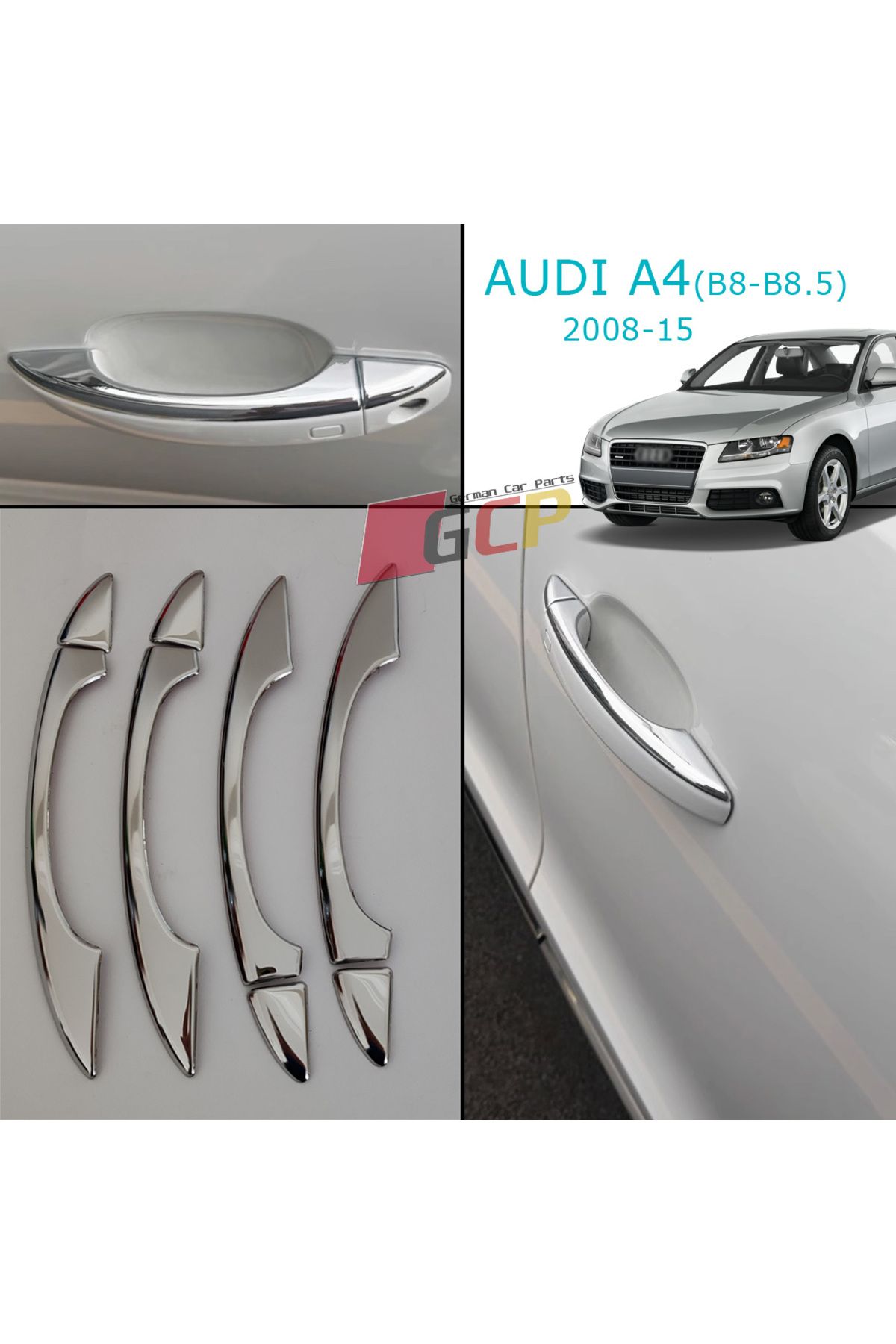 GCP German Car Parts A4 B8 Krom Kapı Kolu Şapkası - A5 Krom Kapı Kol Şapka