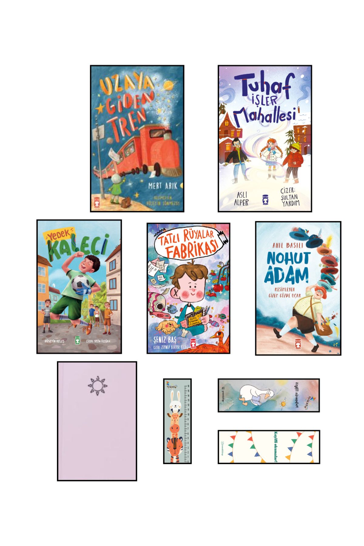 Timaş Çocuk 2. 3. Sınıf Okuma Kitapları 5 Kitap Set Tuhaf İşler Mahallesi/Nohut Adam/Uzaya Giden Tren/Yedek Kale