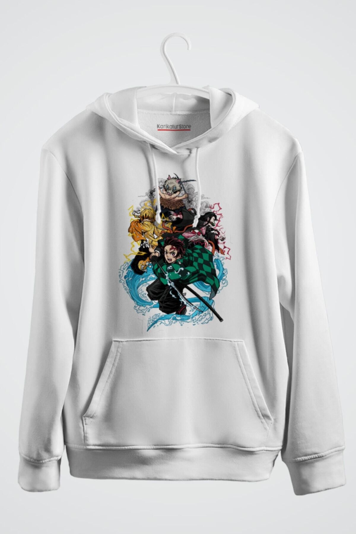 karikatürstore Demon Slayer Anime Baskılı Kapşonlu Sweat