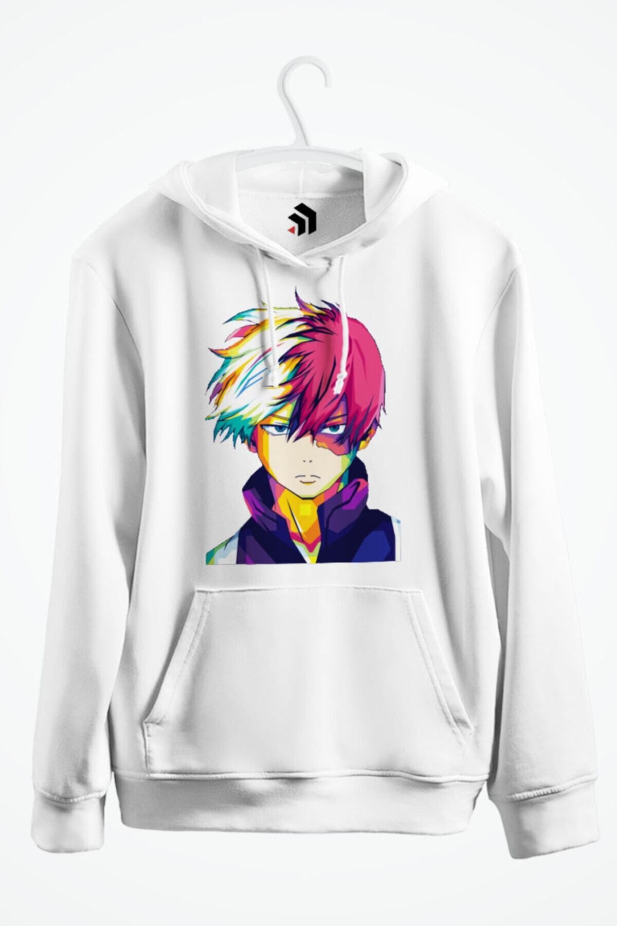 karikatürstore Todoroki Shoto Anime Baskılı Kapşonlu Sweatshirt