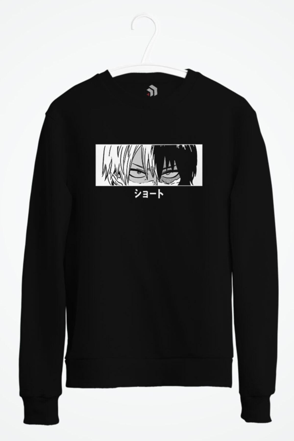 karikatürstore My Hero Academia Shoto Todoroki Dark Anime Baskılı Sweatshirt