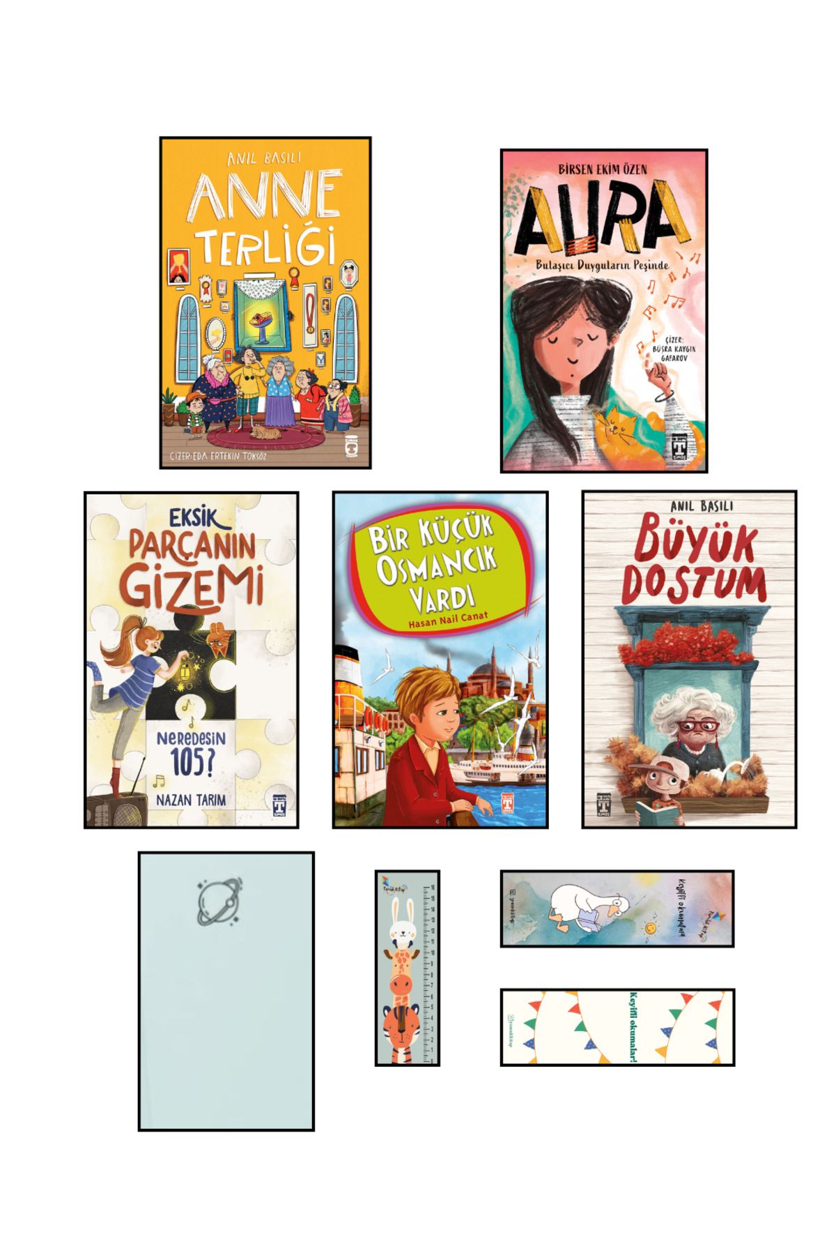 Timaş Yayınları 4. 5. Sınıf Okuma Kitapları 5 Kitap Set Anne Terliği/Büyük Dostum/Eksik Parçanın Gizemi/Aura