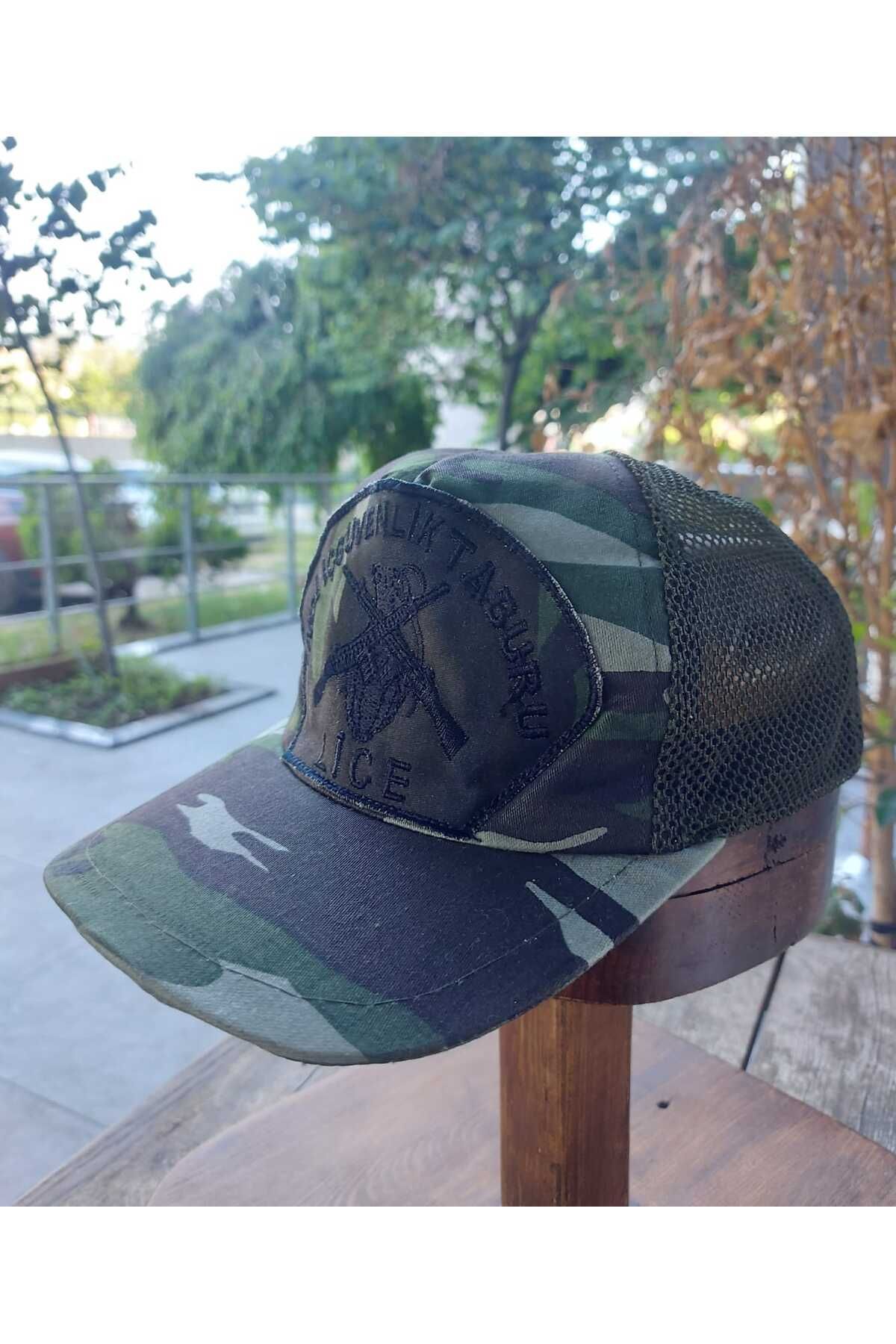 kho military design Nakış Yazılı-Fileli Ayarlanabilir Kamuflaj Şapka Unisex (Sıfır Ürün)
