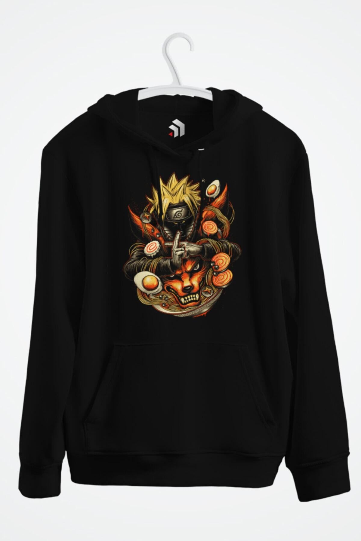 karikatürstore Power Of Ramen Anime Baskılı Kapşonlu Sweatshirt