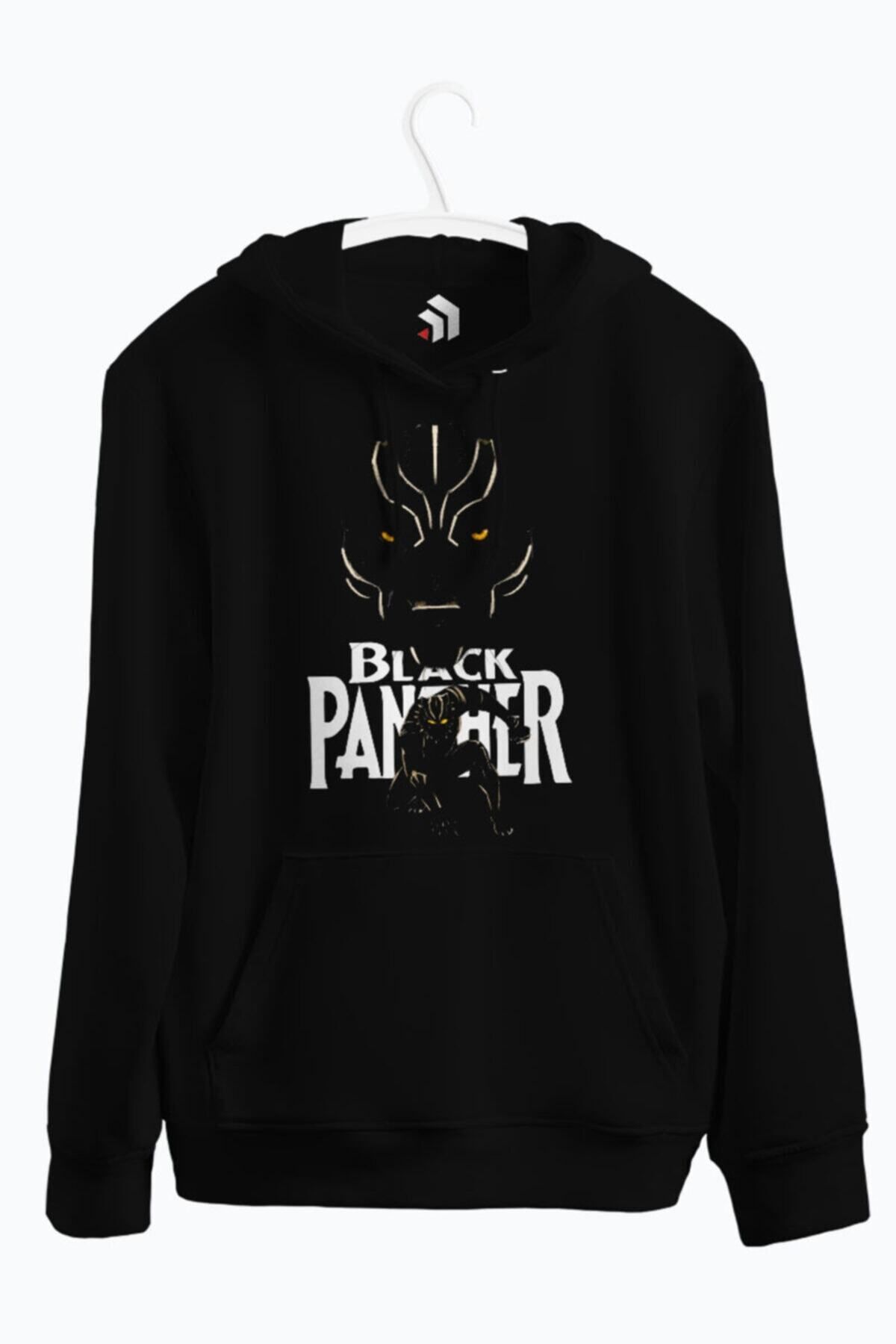 karikatürstore Black Panther Ver 2 Baskılı Kapşonlu Sweatshirt