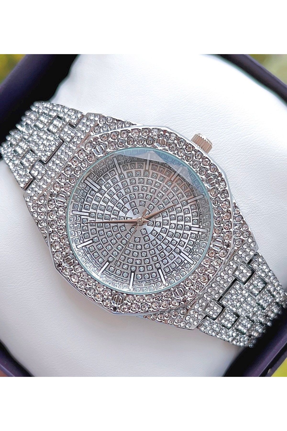 Weluxa Gümüş Renk Full Taşlı 44 mm Kasa Ebatı Vintage Kadın Kol Saati