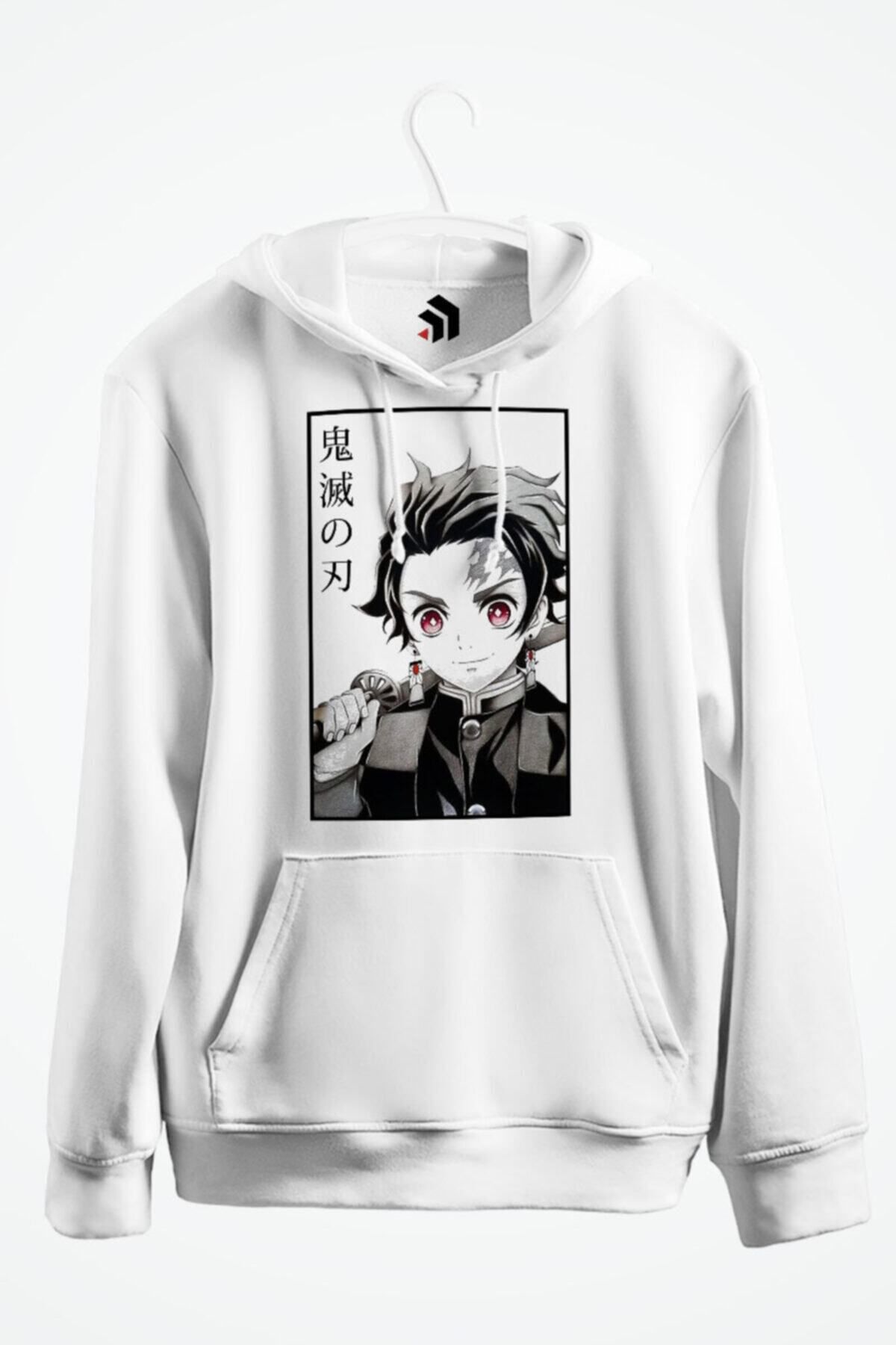 karikatürstore Tanjiro Demon Slayer Kimetsu No Yaiba Anime Baskılı Kapşonlu Sweatshirt