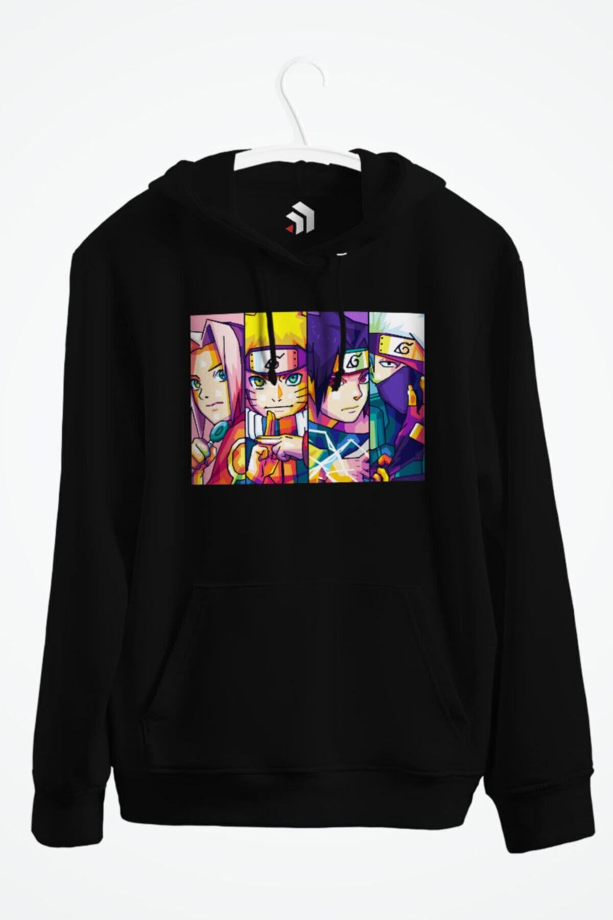 karikatürstore Team 7 Naruto Anime Baskılı Kapşonlu Sweatshirt