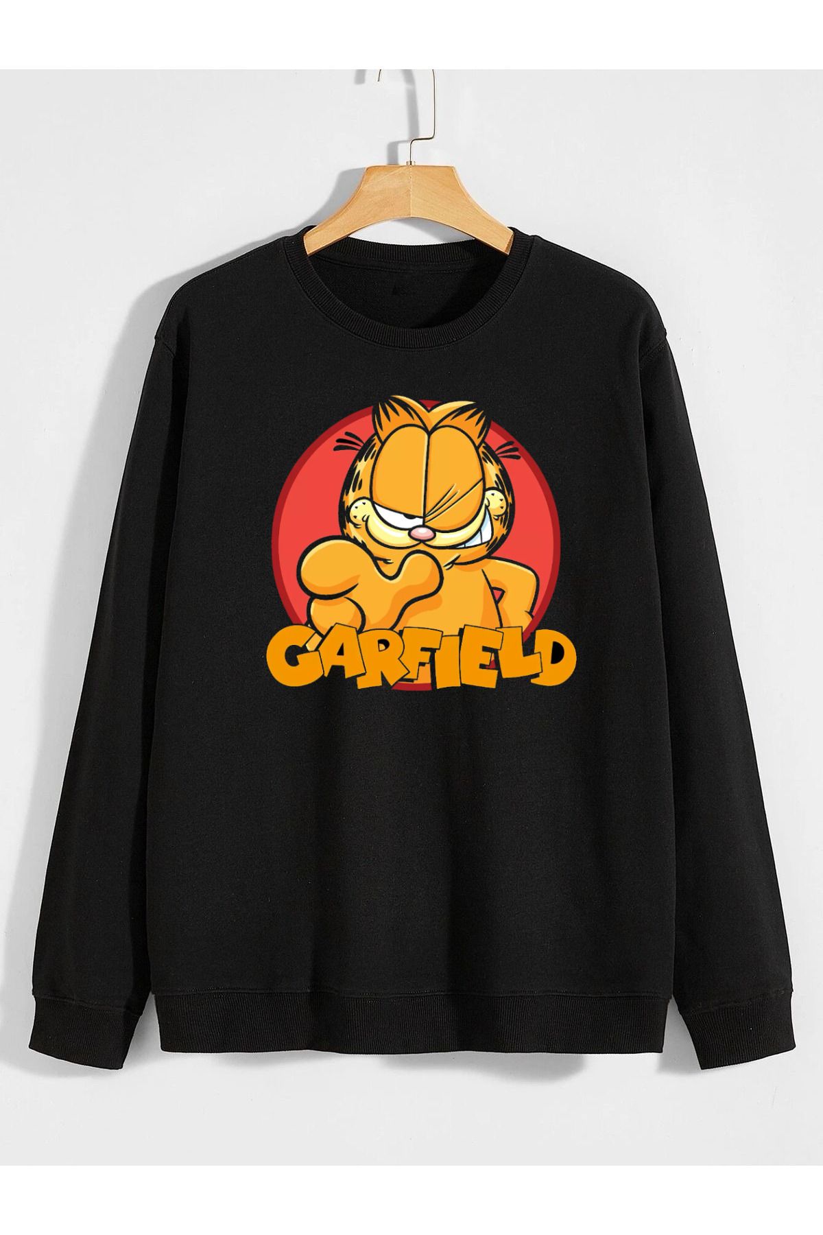 karikatürstore garfield baskılı 0 yaka (bisiklet yaka) sweatshirt