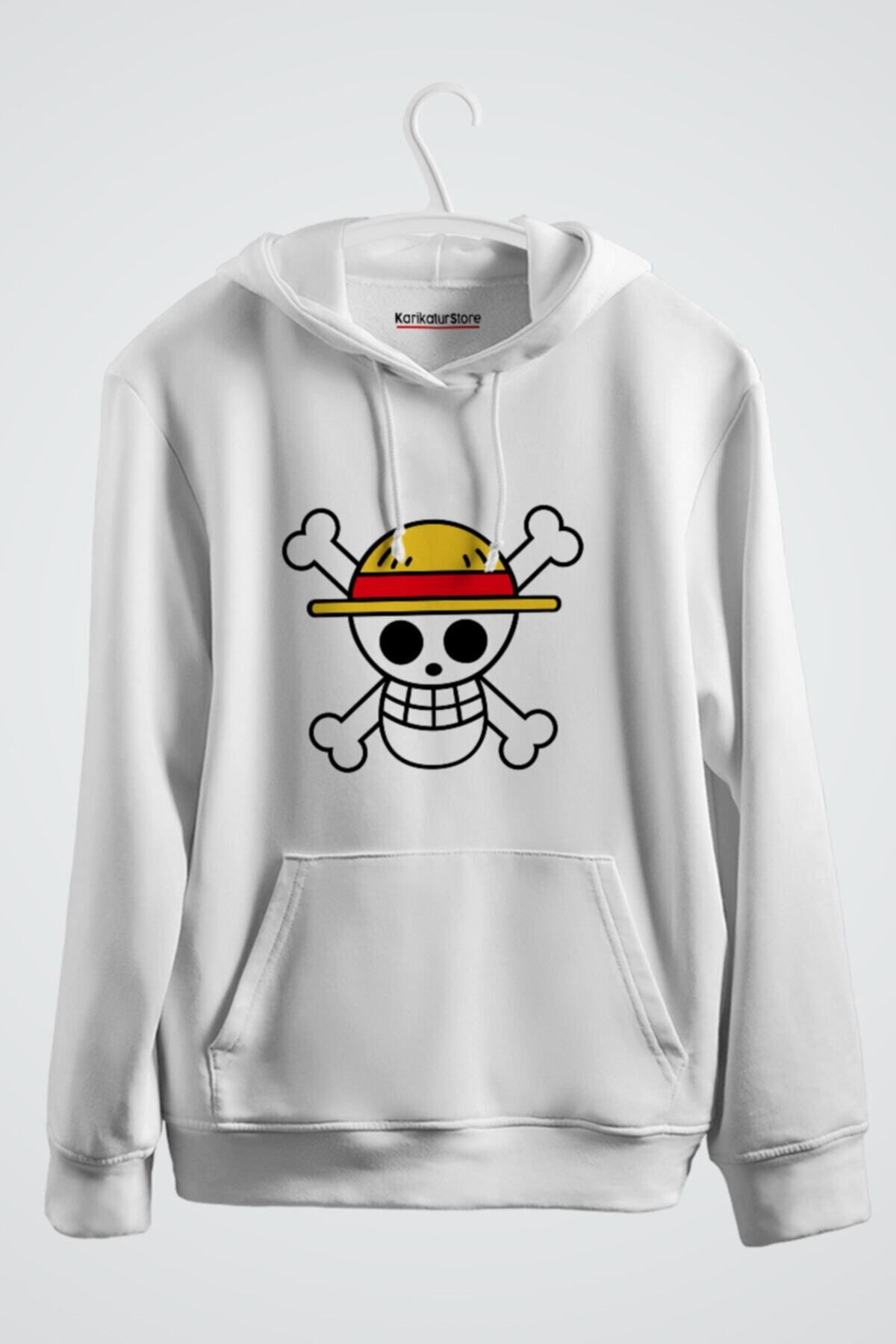 karikatürstore One Piece Straw Hats Logo Anime Baskılı Kapşonlu Sweat