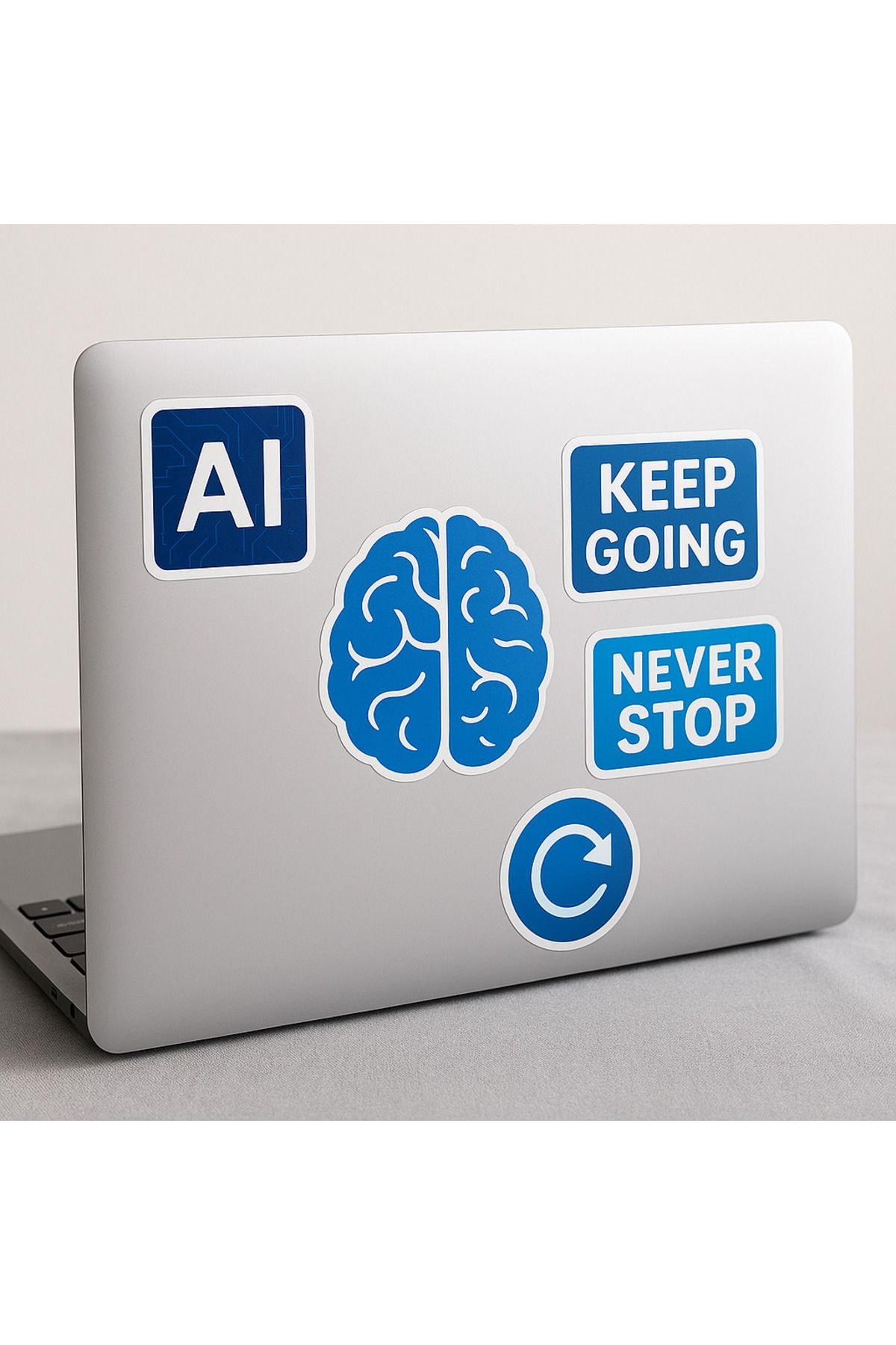 arduçlazer Parlement Mavi Laptop Sticker Seti – Motivasyonel Yapay Zeka (AI) & Beyin Temalı 5'li Şeffaf Etiket