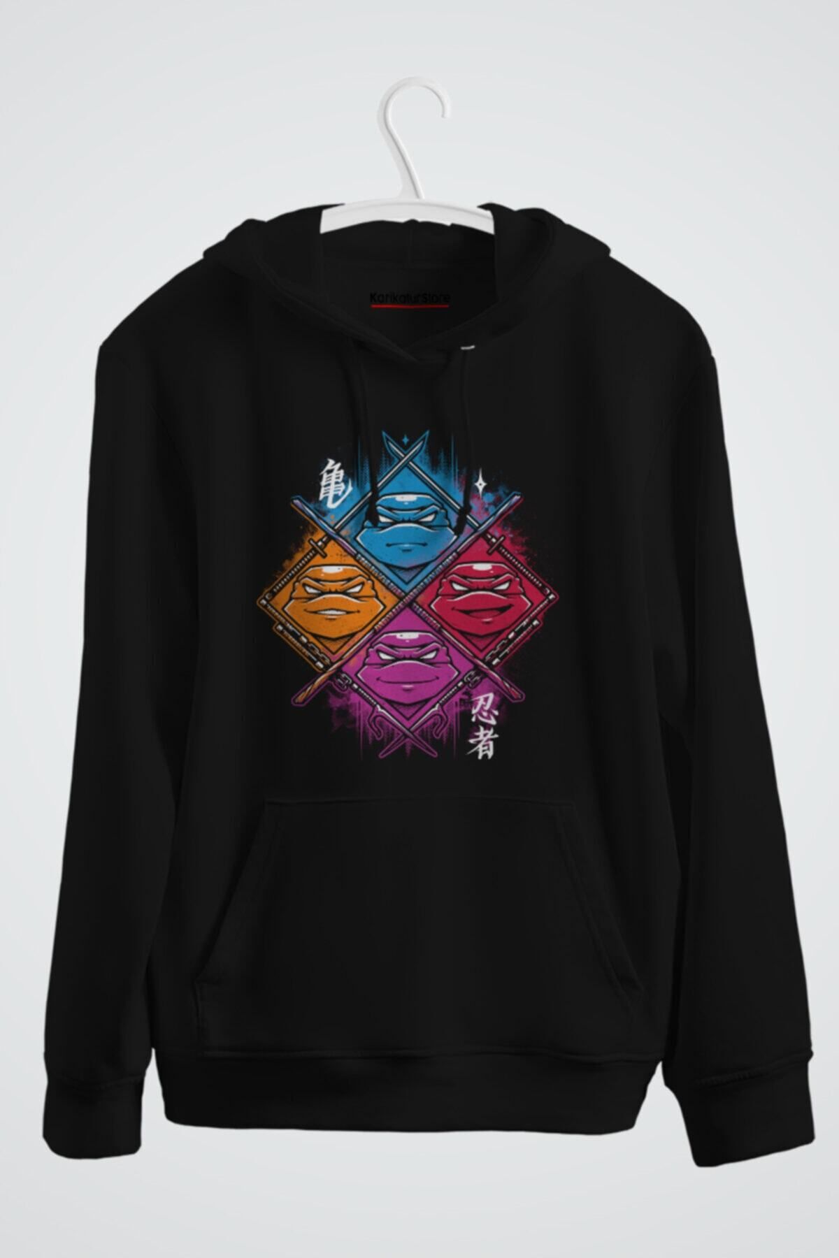 karikatürstore 4 Ninja Turtles Anime Baskılı Kapşonlu Sweat