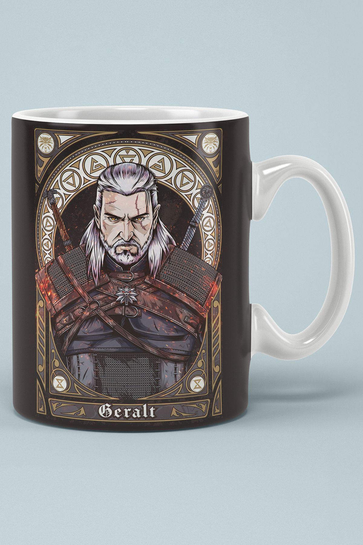 BİBANAPROMOSYON Witcher Geralt Baskılı Kupa Bardak Hediye Kutulu