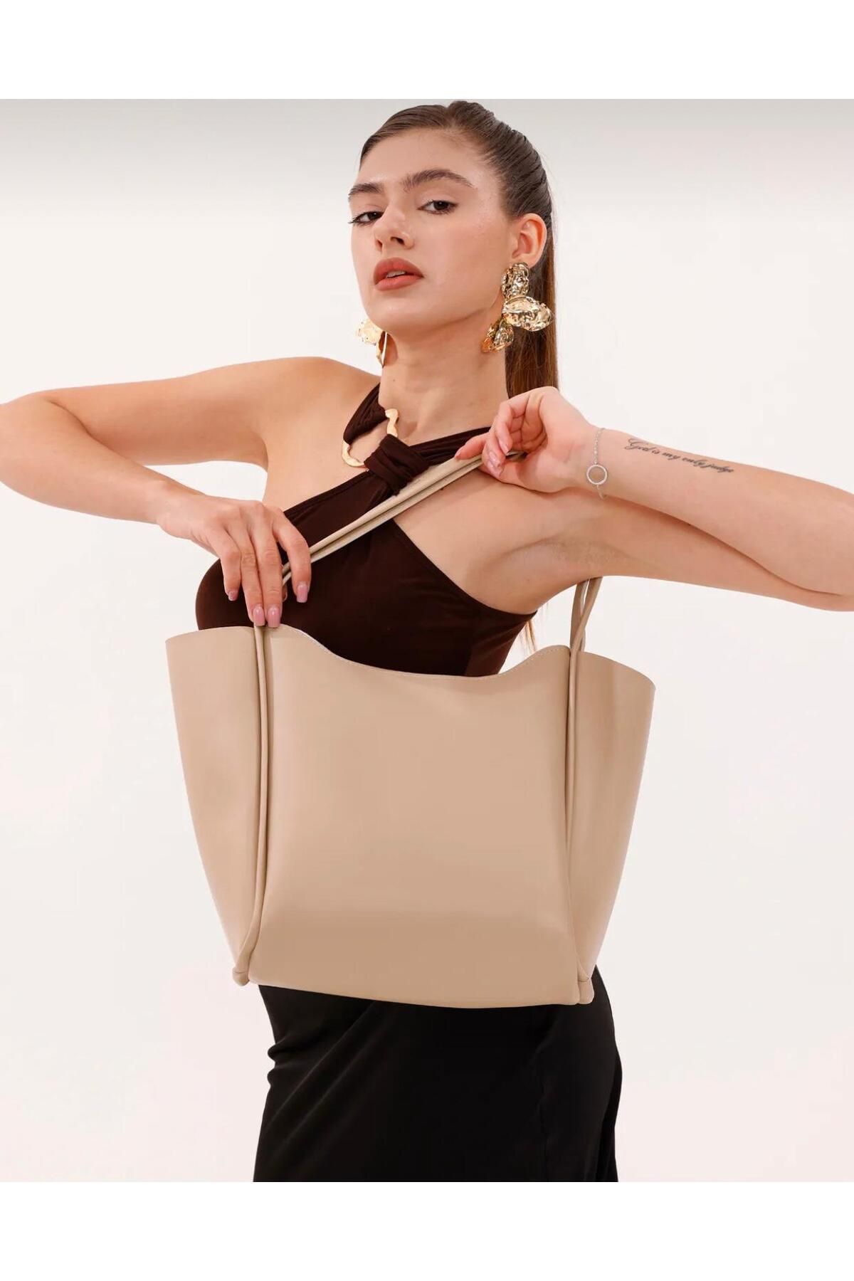 Bag Store Tr Krem Valleria Büyük Boy Omuz Çantası