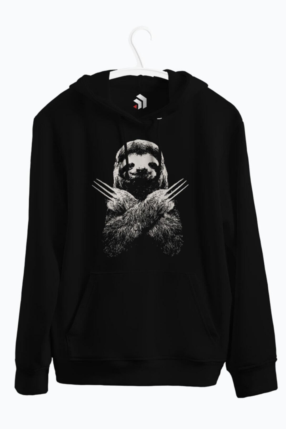 karikatürstore Slotherine Wolverine Baskılı Kapşonlu Sweatshirt