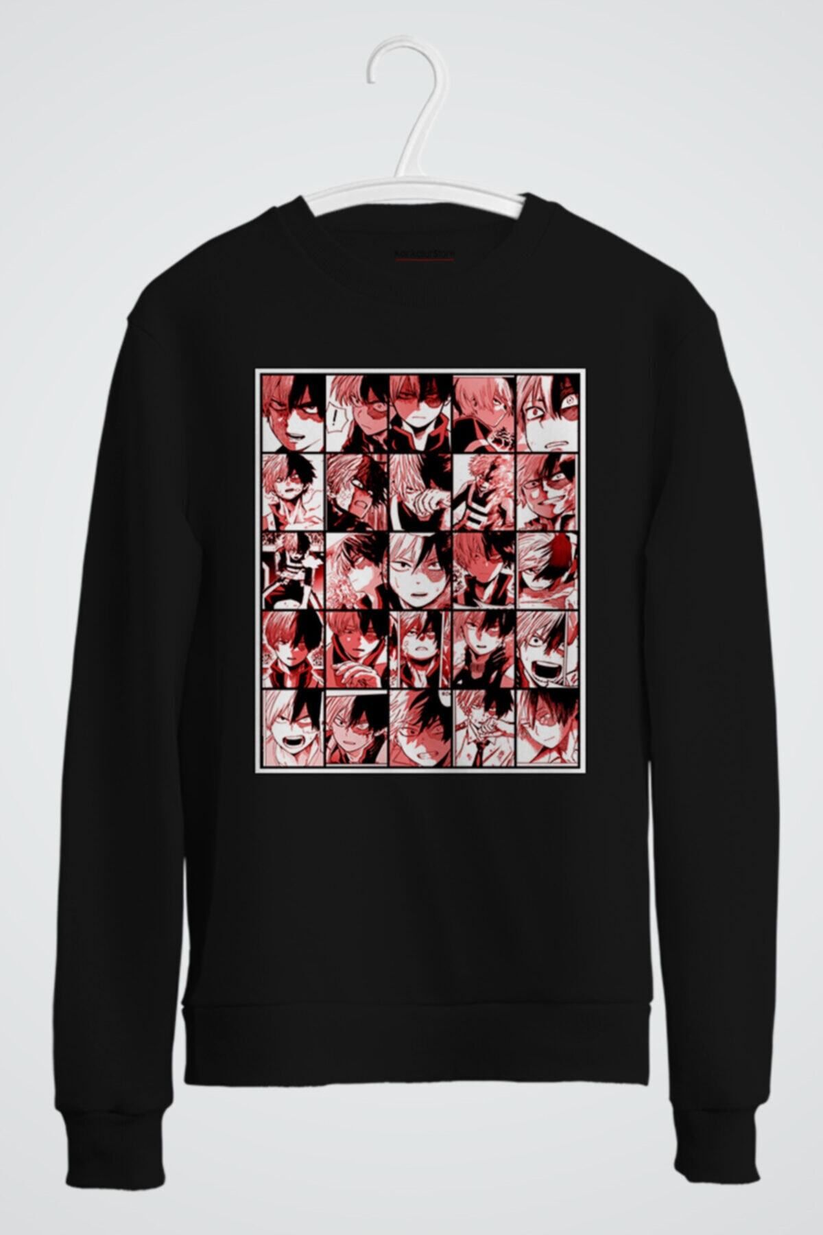 karikatürstore Todoroki Shoto Kolay My Hero Academia Anime Baskılı Sweatshirt