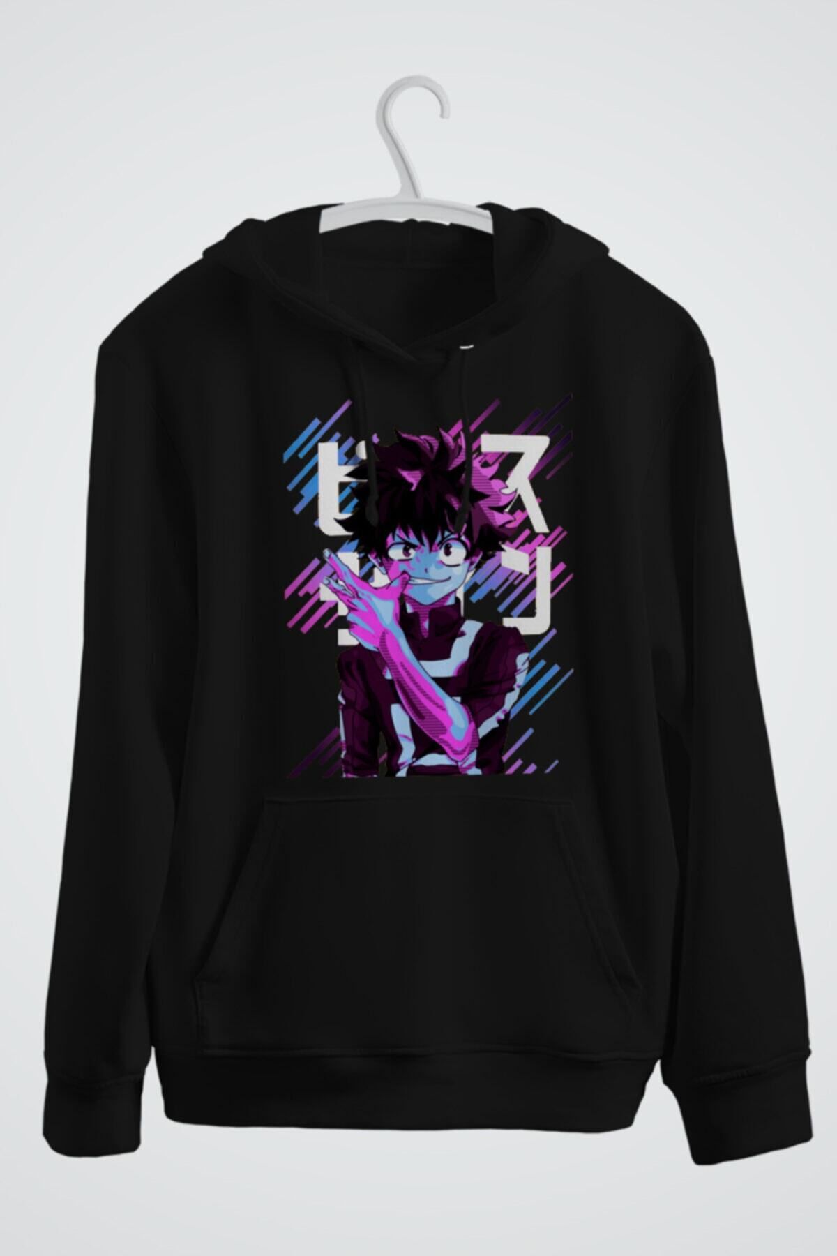 karikatürstore Midoriya Bnha Anime Baskılı Kapşonlu Sweat