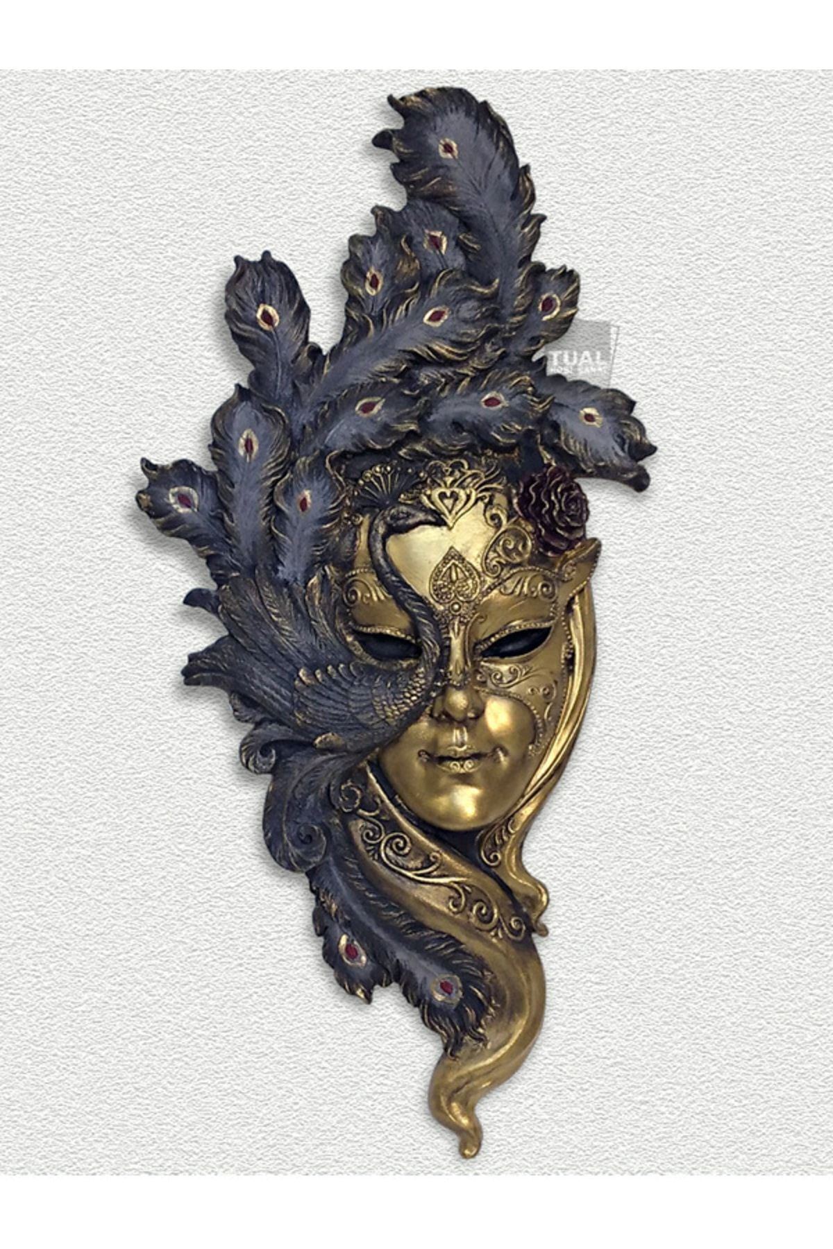 Saatistan Şık Eskitme Dekoratif Maske ve Heykel Panosu 53x26 cm