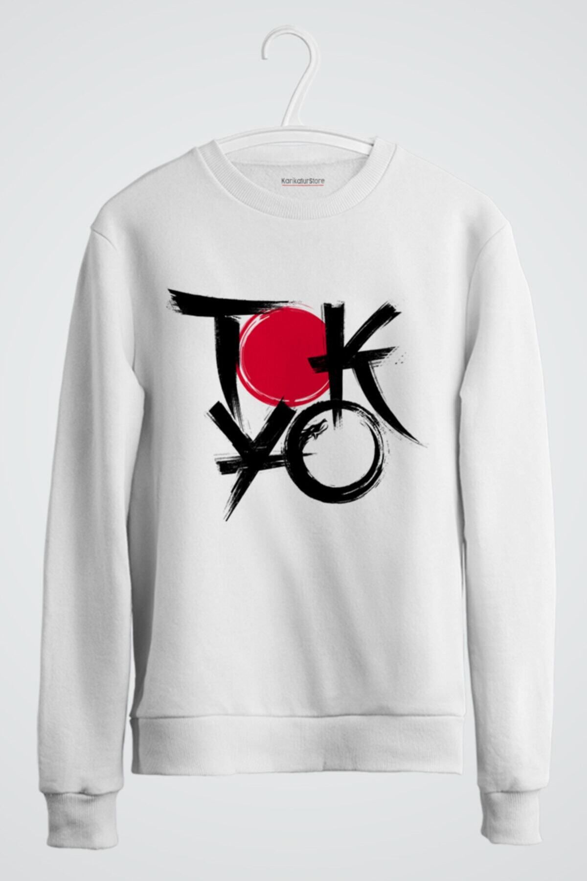 karikatürstore Tokyo Anime Baskılı Gri Sweatshirt
