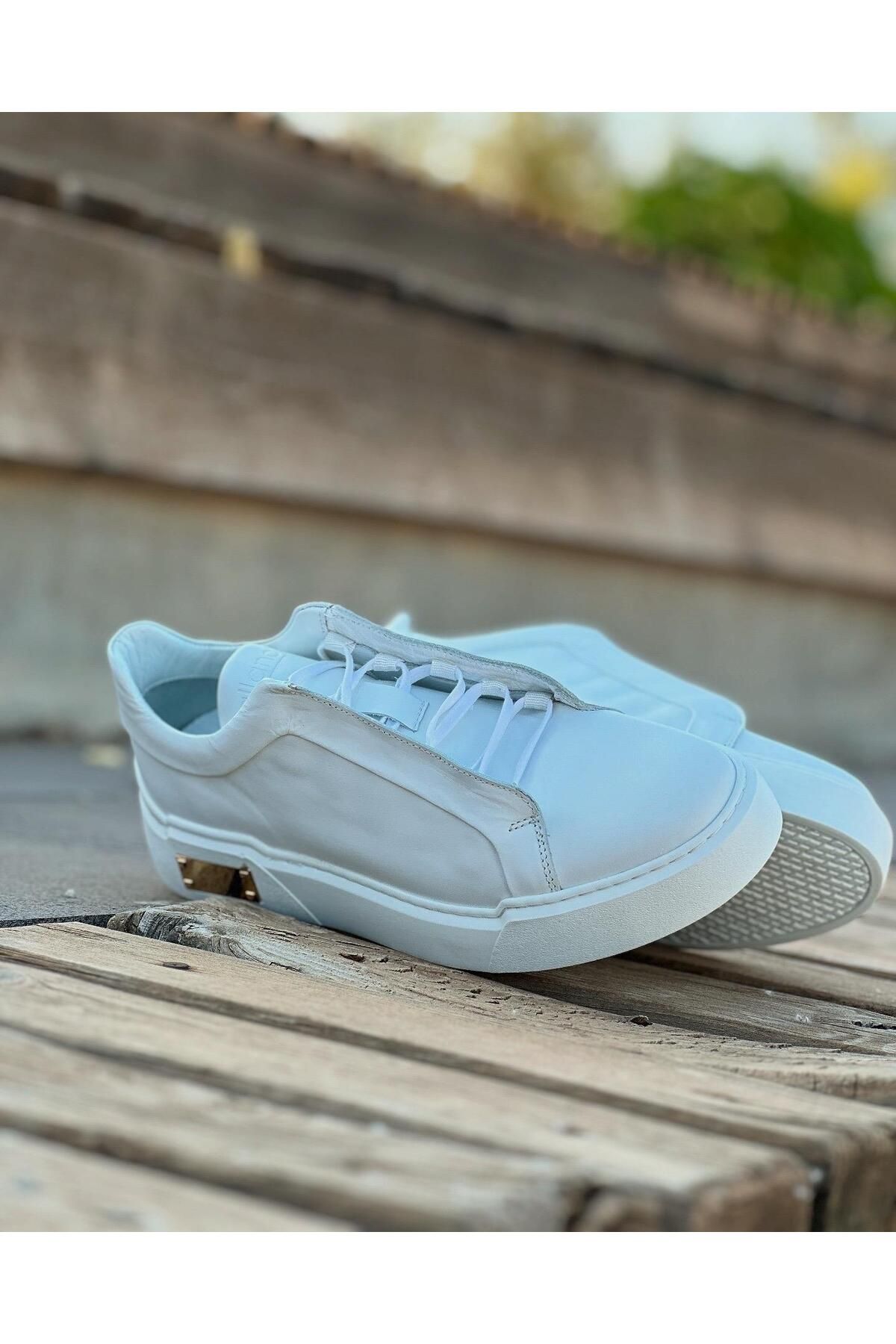 ByItallanoshoes WHİTE HERRERA 1215 HAKİKİ DERİ GÜNLÜK ERKEK SNEAKER AYAKKABI