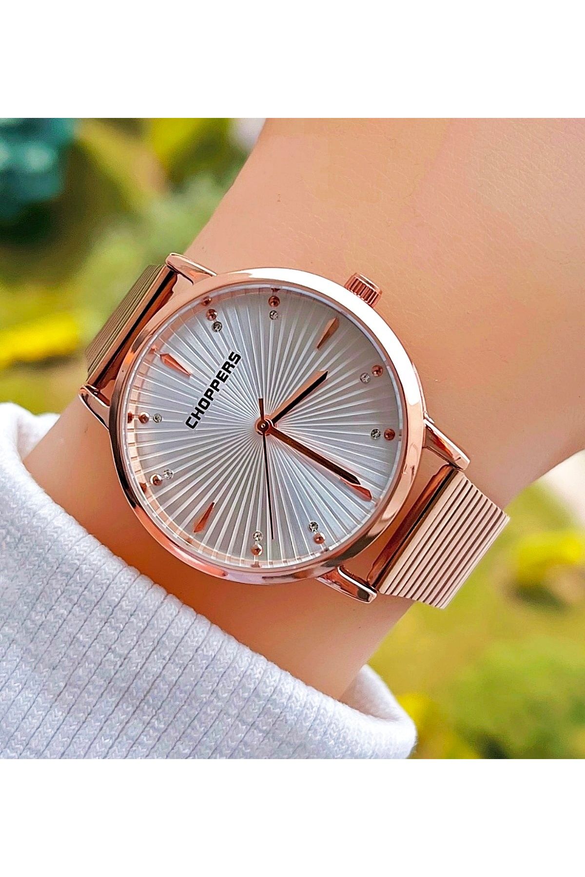 Weluxa Rose Gold Renk Taşlı Çelik Kordon Vintage Kadın Kol Saati