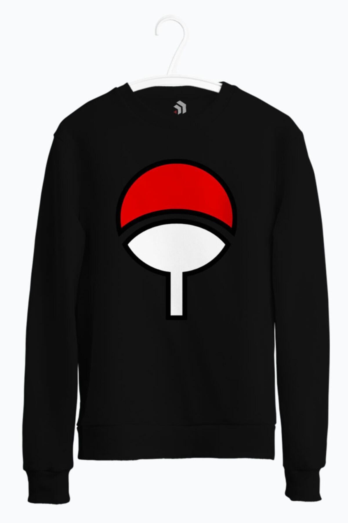 karikatürstore Uciha Clan Logo Anime Baskılı Bisiklet Yaka Sweatshirt
