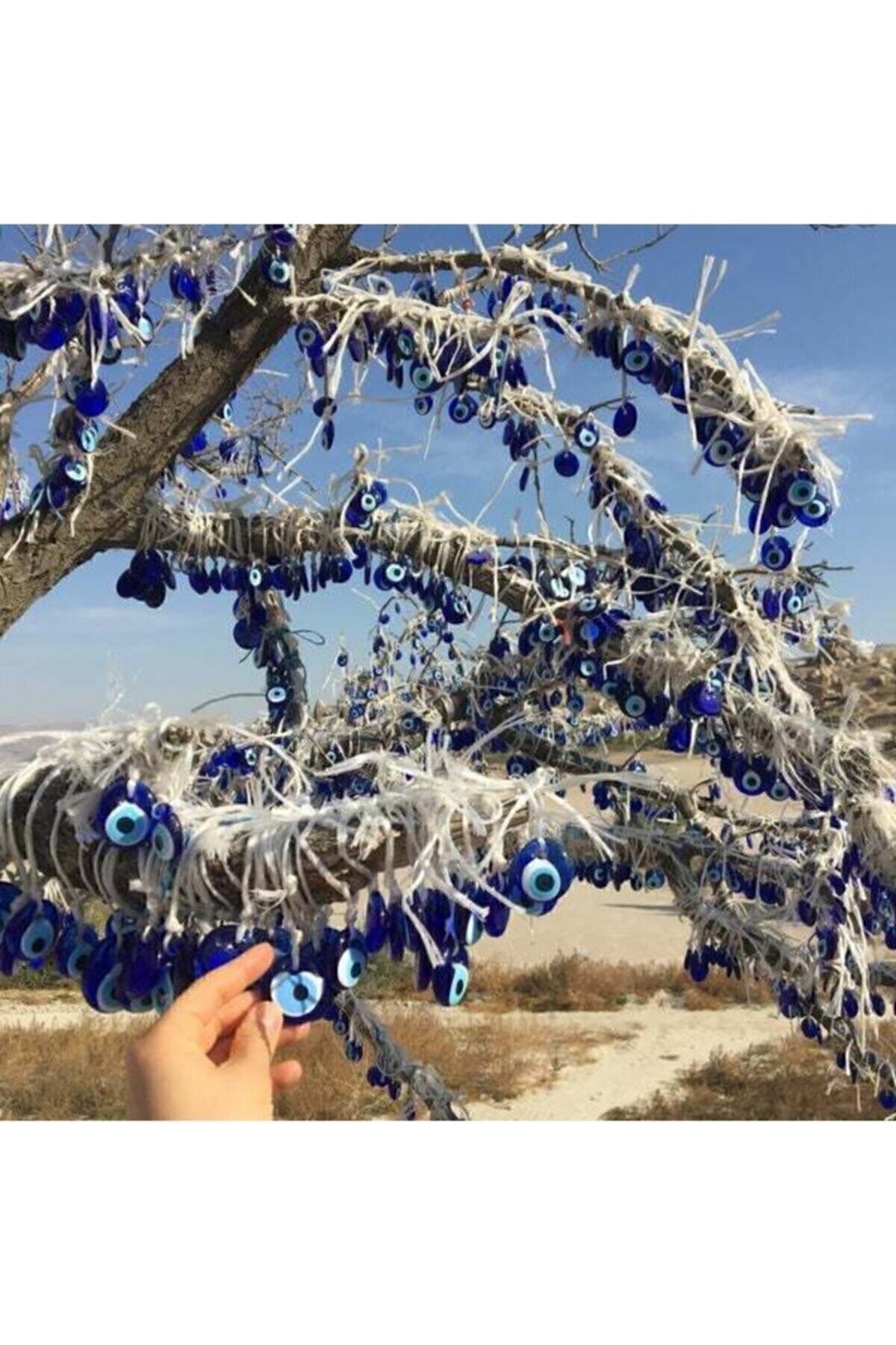 Saatistan Mavi Cam Nazar Boncuğu 4 cm, 60 adet, Ağaç Süsleme, Dekorasyon, Delikli, Şık Takı Parçası