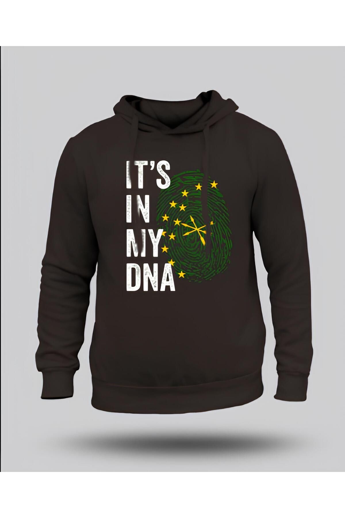 DZİWAWA Adige DNA Baskılı Unisex Çerkes Hoodie Kapşonlu