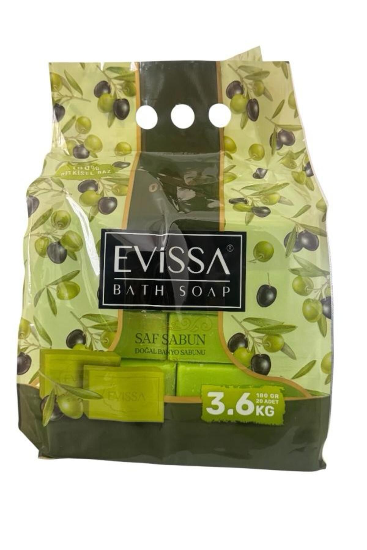 Evissa Zeytinyağlı Doğal Bitkisel Bazlı Yeşil Banyo Sabunu 180 gr x 20 Adet (Toplam 3.6 KG)