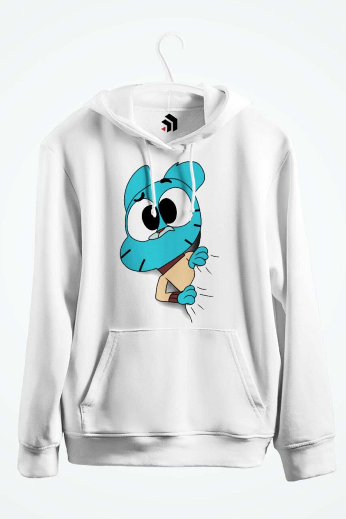 karikatürstore Gumball How Did I Get Here? Baskılı Kapşonlu Sweatshirt