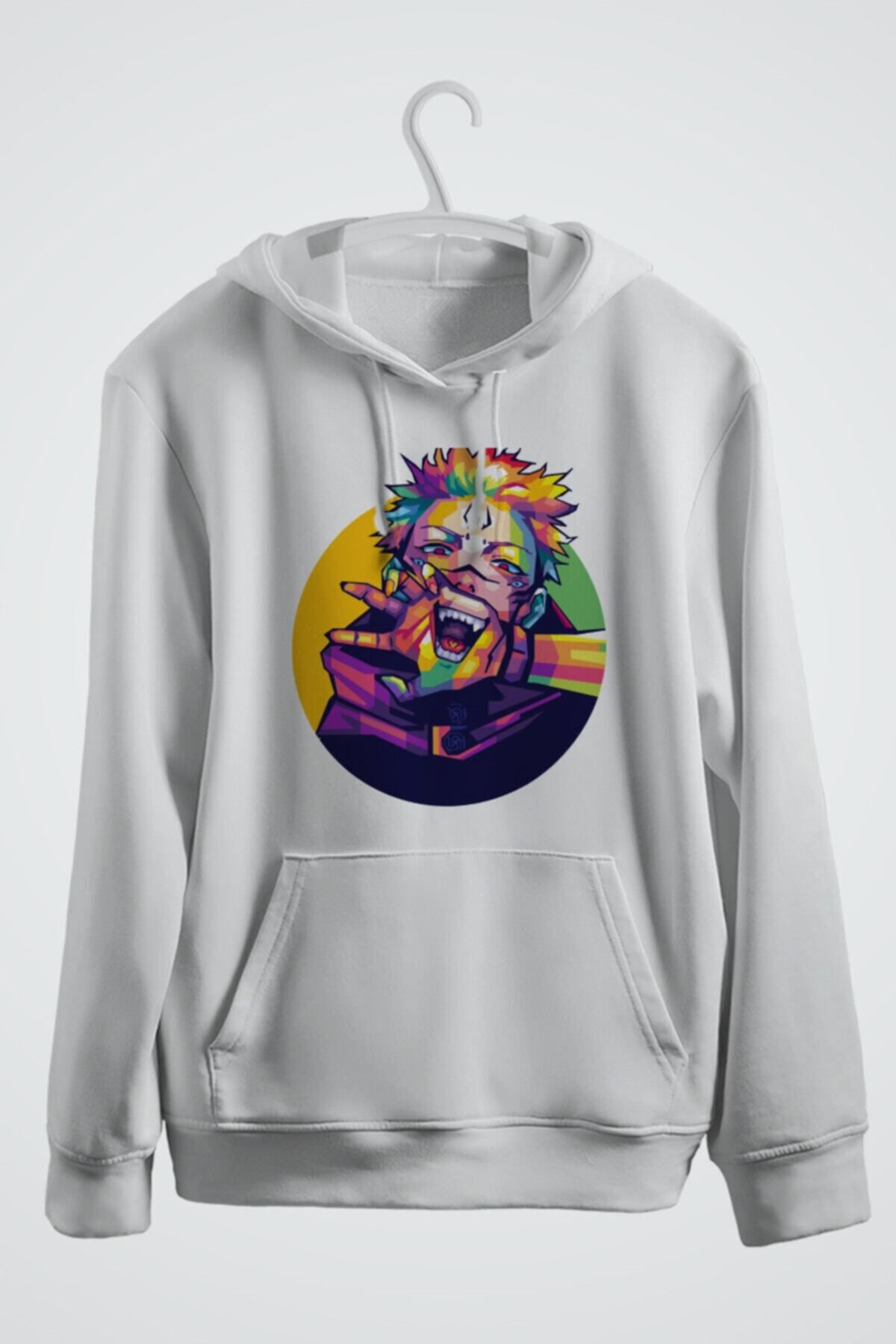 karikatürstore Sukuna Anime Baskılı Kapşonlu Sweat