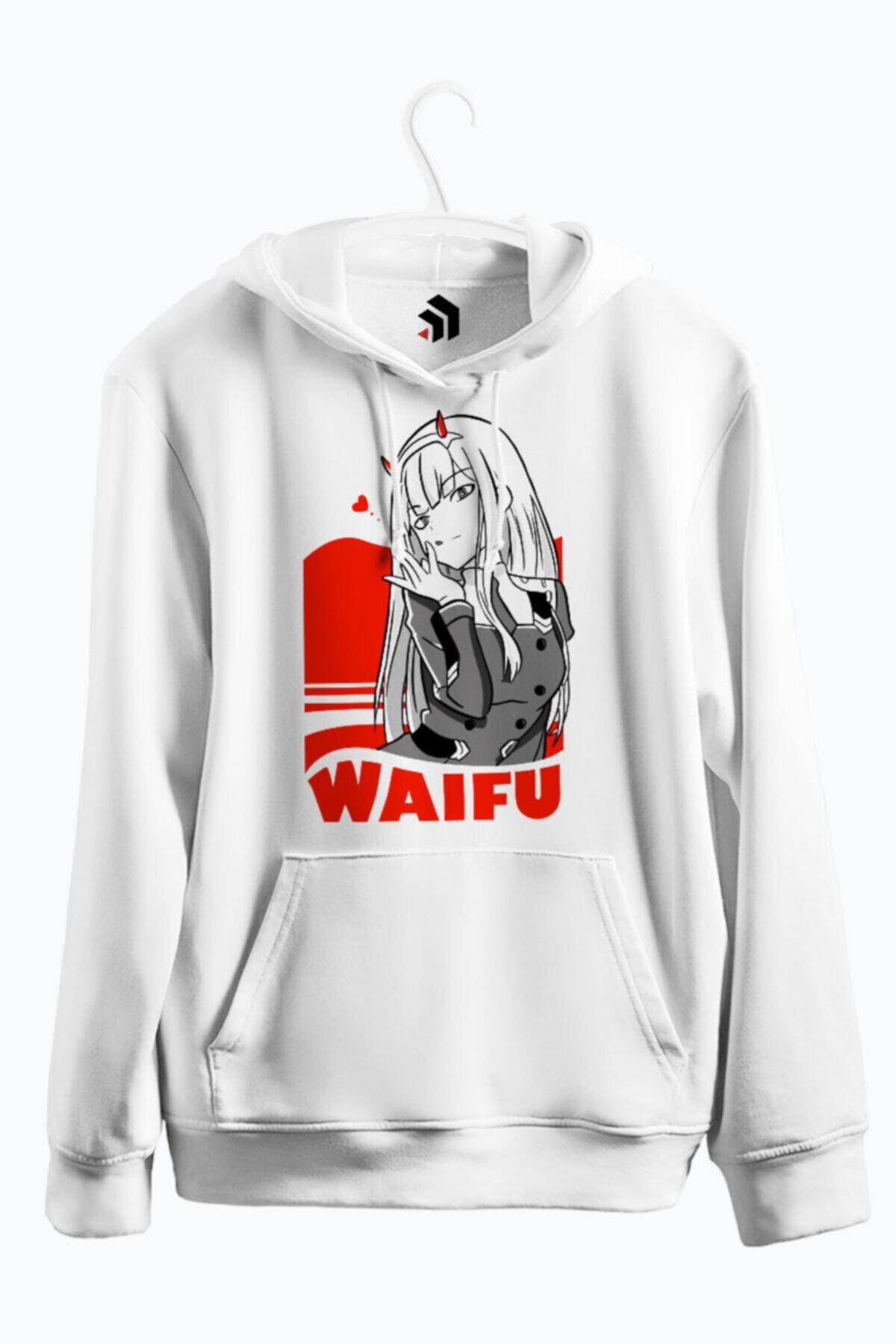 karikatürstore Zero Two Darling In The Franxx Anime Baskılı Kapşonlu Sweatshirt