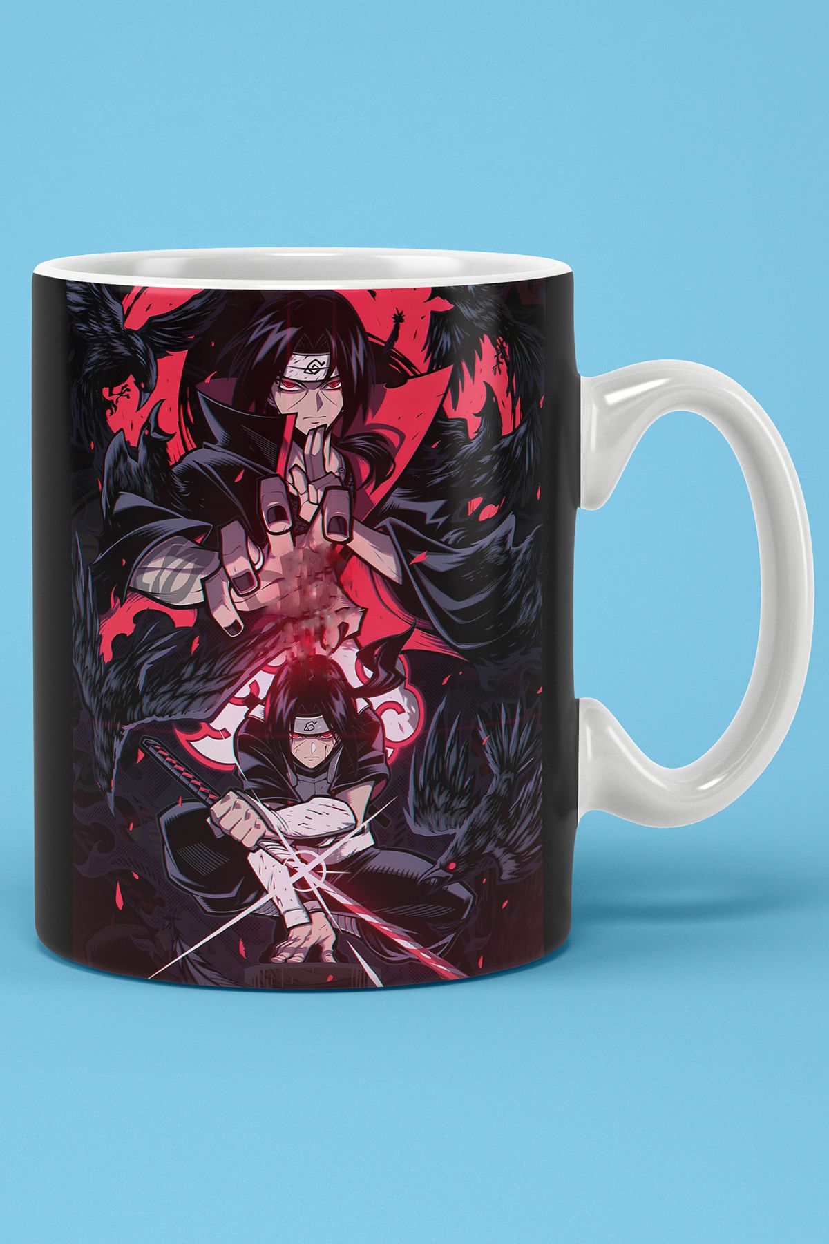 BİBANAPROMOSYON Anime Naruto Itachi Uchiha Akatsuki Baskılı Kupa Bardak