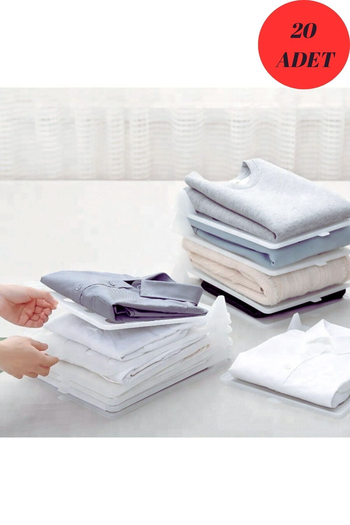 teknotrust 20'li Plastik T-shirt ve Gömlek Düzenleyici, Dolap Organizer Seti